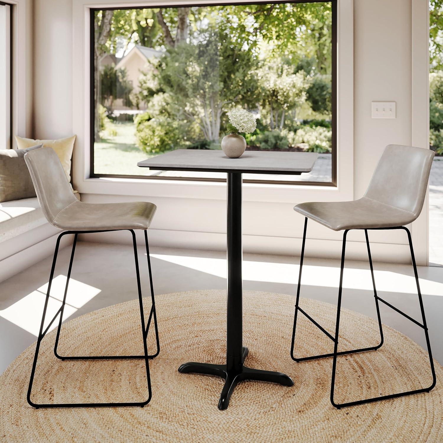 image:imageFlash Furniture Acadia 30 x 24 Indoor Dark Brown Tabletop with 22 x 22 Black Bar Height X Base Seamless TopGuard HPL Top and EdgeGray Faux ConcreteBlack Base