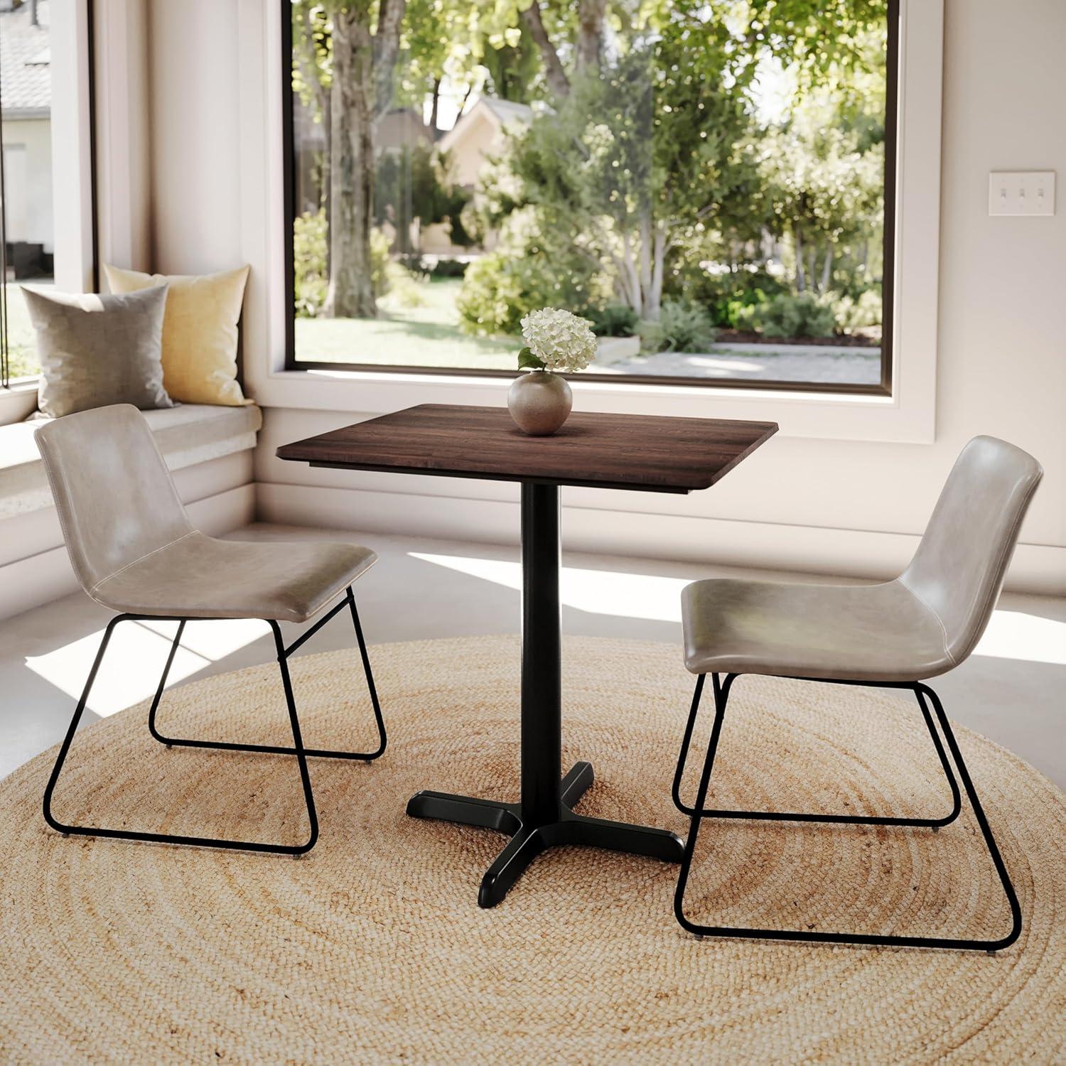 image:imageFlash Furniture Acadia 30 x 24 Indoor Dark Brown Tabletop with 22 x 22 Black Table Height X Base Seamless TopGuard HPL Top and EdgeDark BrownBlack Base