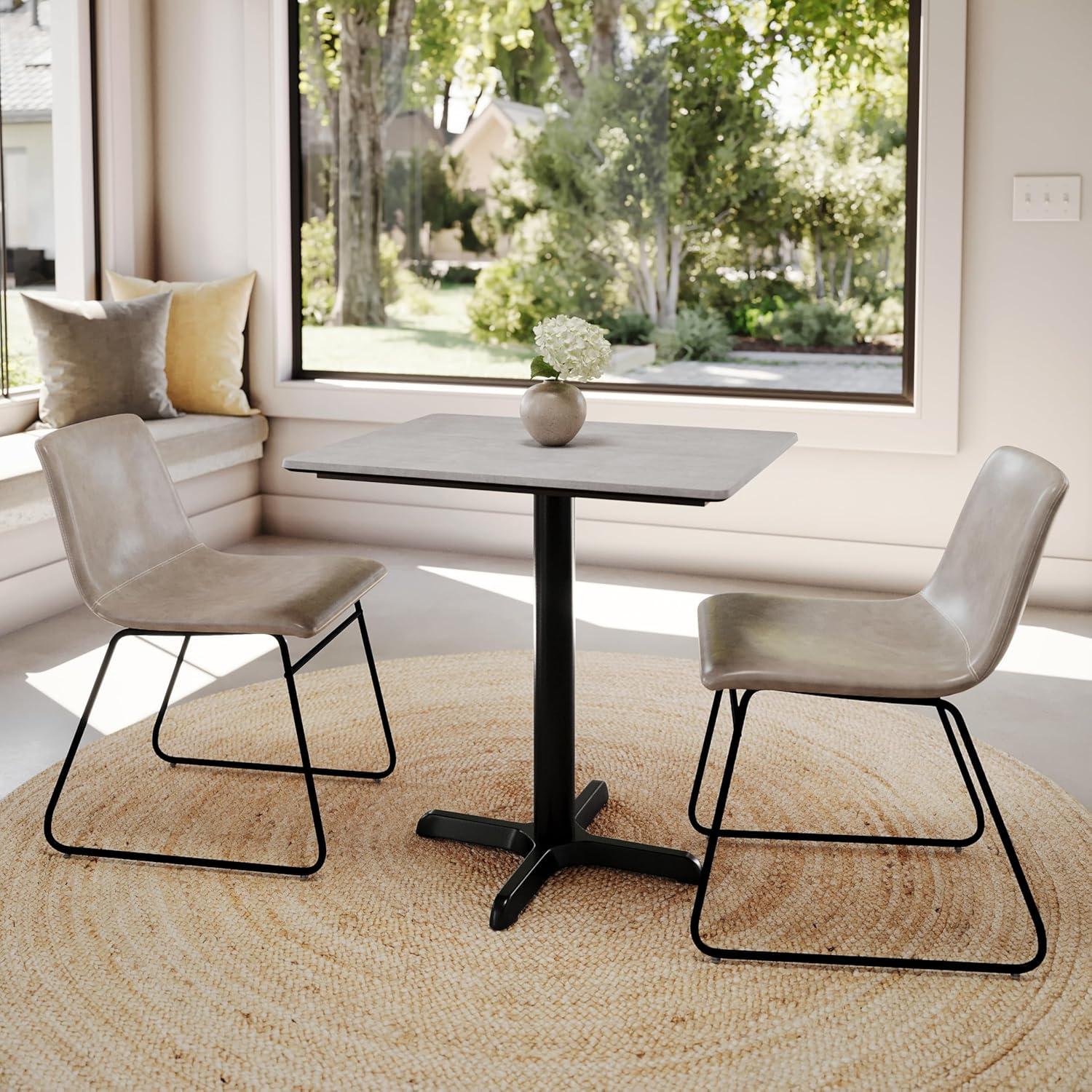 image:imageFlash Furniture Acadia 30 x 24 Indoor Dark Brown Tabletop with 22 x 22 Black Table Height X Base Seamless TopGuard HPL Top and EdgeGray Faux ConcreteBlack Base