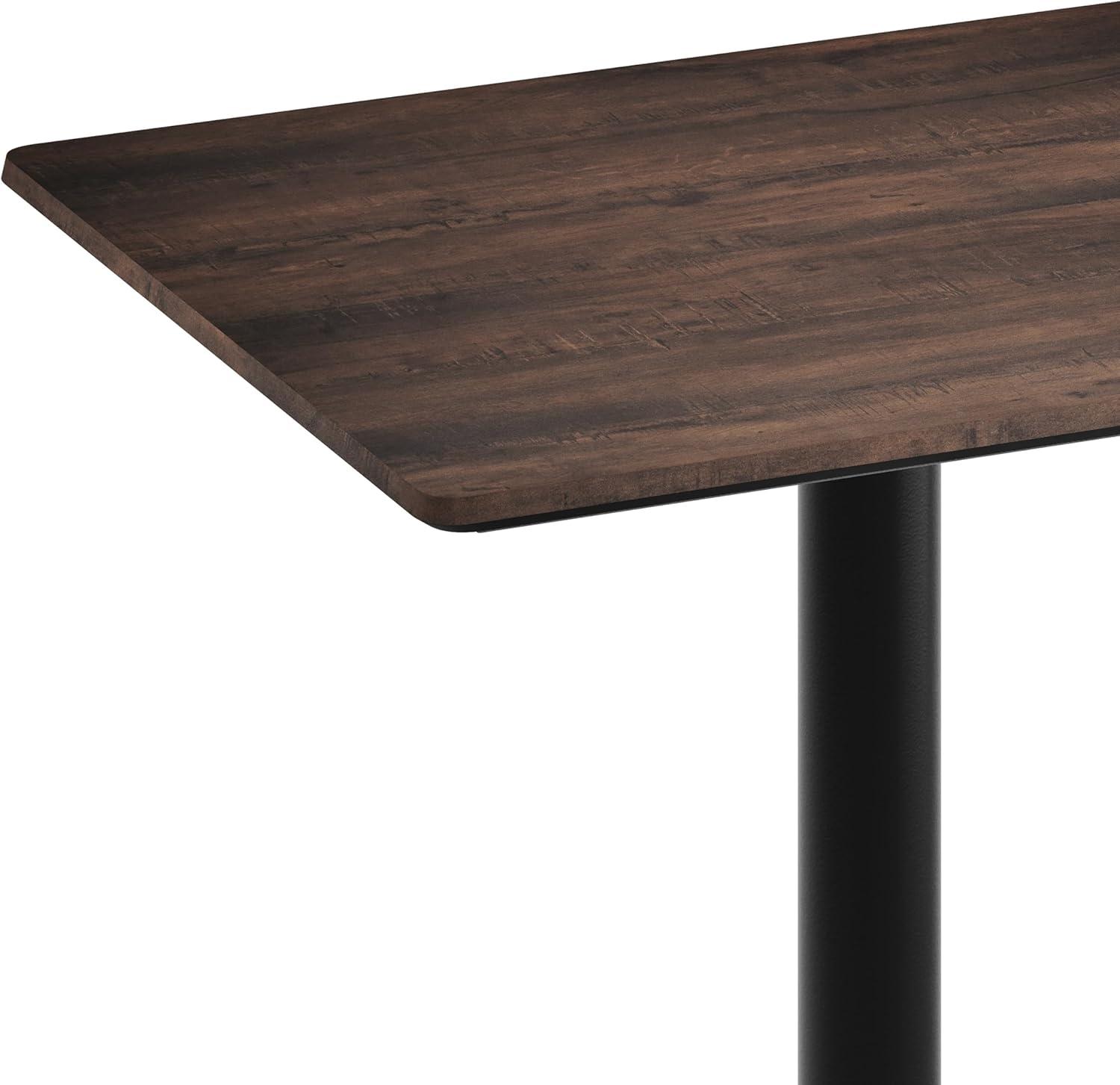 image:imageFlash Furniture Acadia 30 x 24 Indoor Gray Faux Concrete Tabletop with 18 Round Black Bar Height Base Seamless TopGuard HPL Top and EdgeDark BrownBlack Base