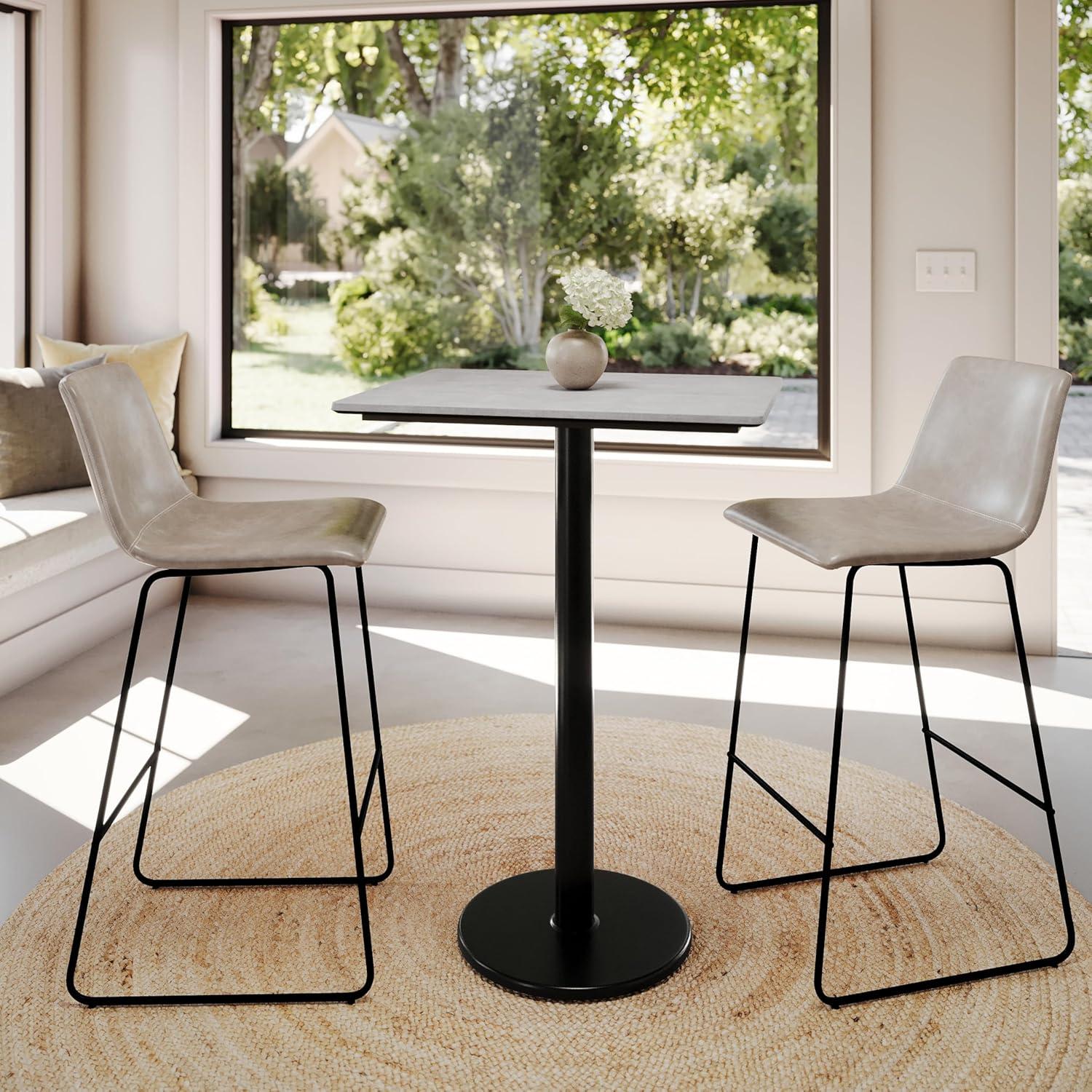 image:imageFlash Furniture Acadia 30 x 24 Indoor Gray Faux Concrete Tabletop with 18 Round Black Bar Height Base Seamless TopGuard HPL Top and EdgeGray Faux ConcreteBlack Base