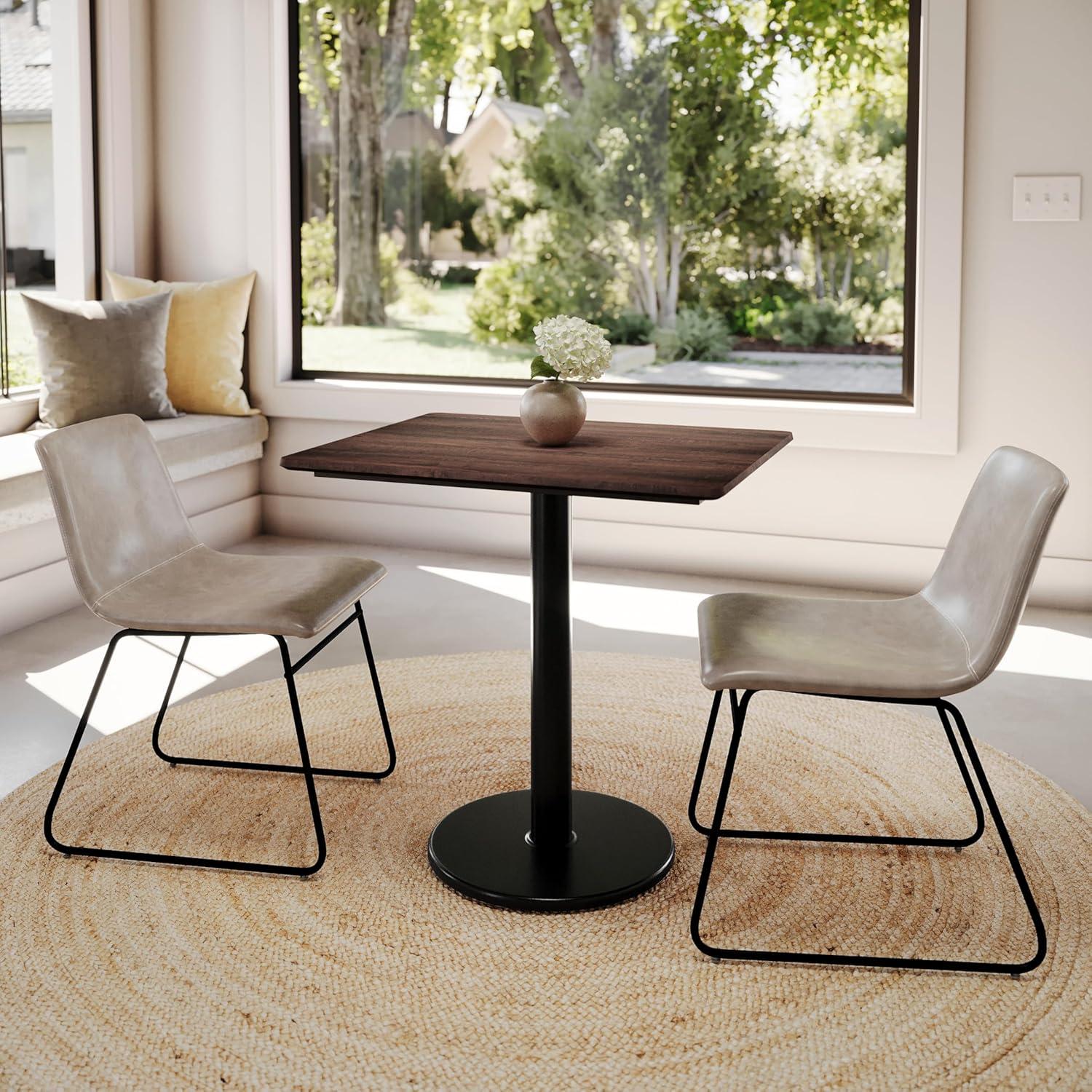image:imageFlash Furniture Acadia 30 x 24 Indoor Gray Faux Concrete Tabletop with 18 Round Black Table Height Base Seamless TopGuard HPL Top and EdgeDark BrownBlack Base