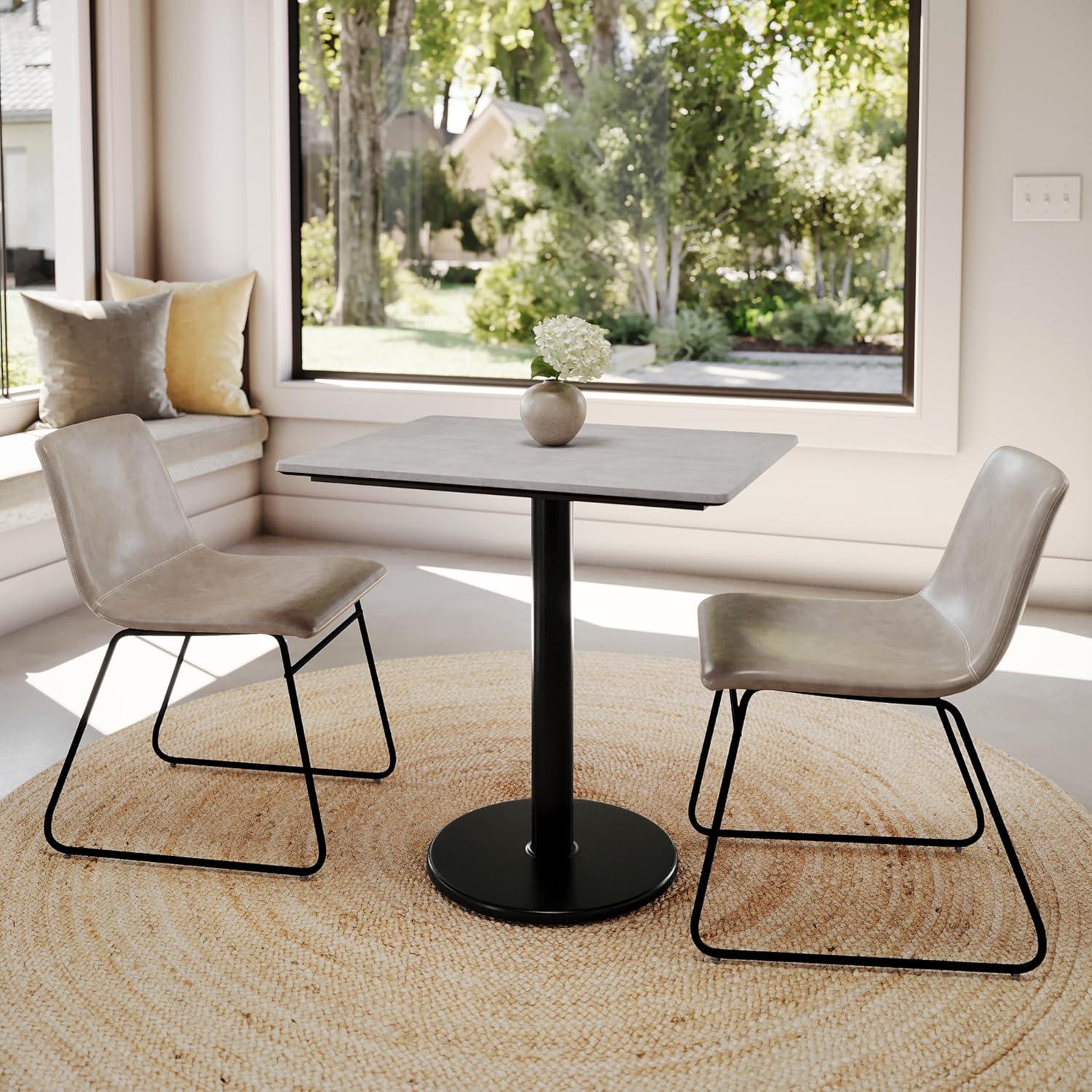 image:imageFlash Furniture Acadia 30 x 24 Indoor Gray Faux Concrete Tabletop with 18 Round Black Table Height Base Seamless TopGuard HPL Top and EdgeGray Faux ConcreteBlack Base