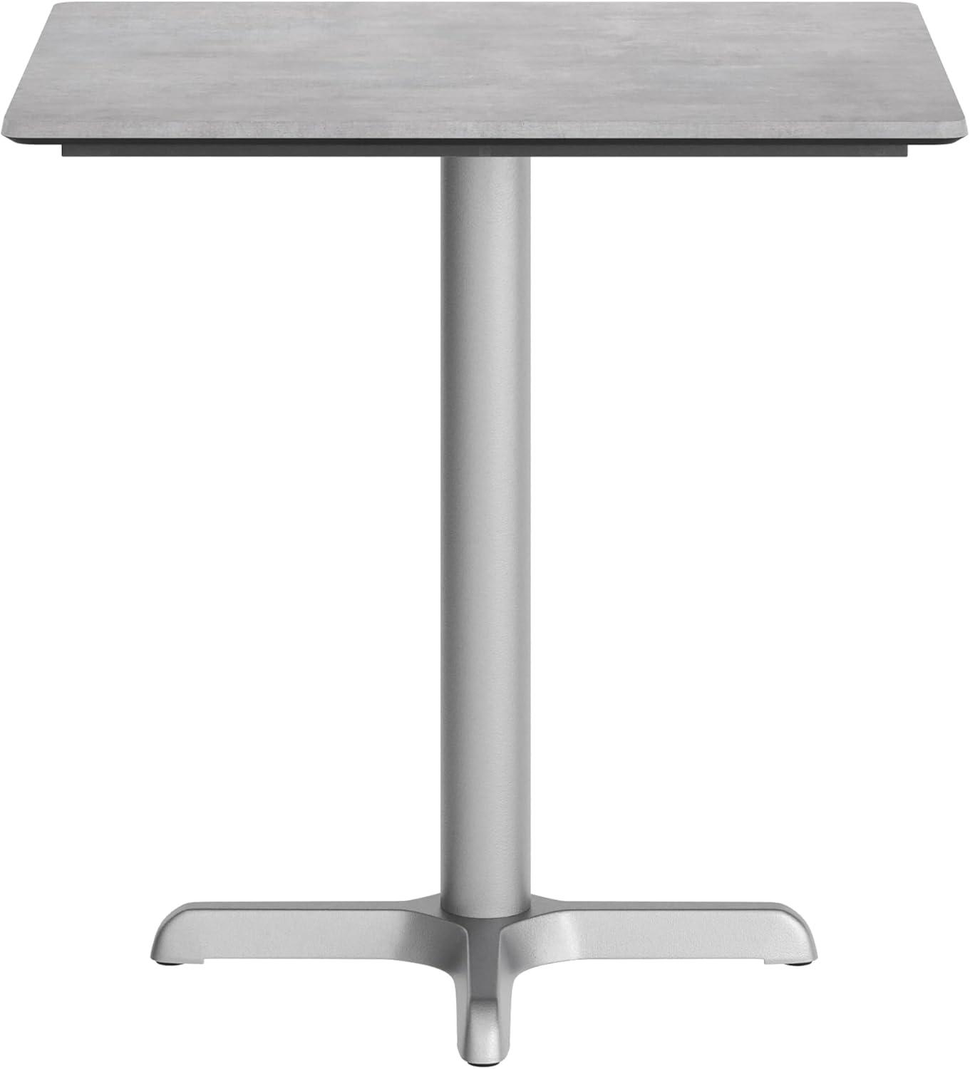 image:imageFlash Furniture Acadia 30x24 Round Indoor Outdoor Dark Brown Tabletop with 22 x 22 Silver X Base Scratch Heat amp UV Resistant Seamless TopGuard HPL Top and EdgeGray Faux ConcreteSilver Base