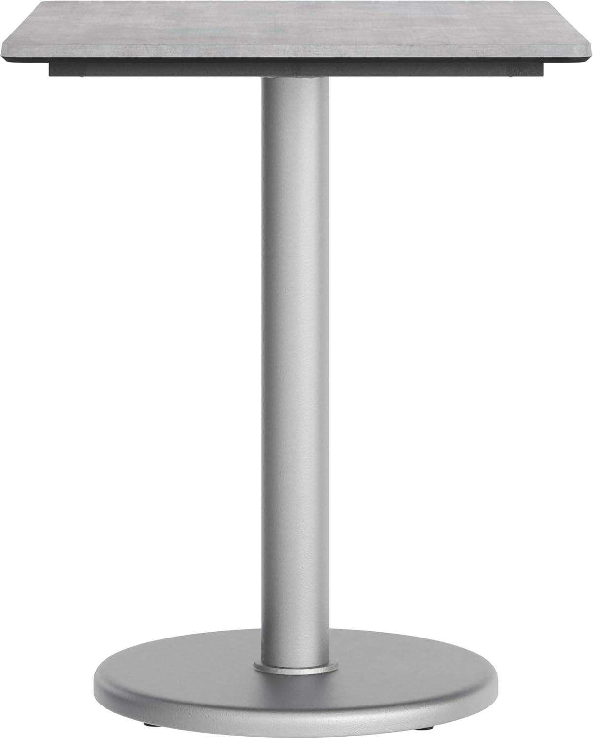 image:imageFlash Furniture Acadia 30x24 Round Indoor Outdoor Gray Faux Concrete Tabletop with 18 Round Silver Base Scratch Heat amp UV Resistant Seamless TopGuard Top and EdgeGray Faux ConcreteSilver Base
