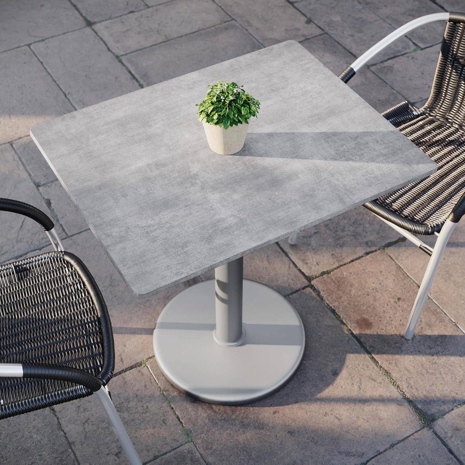 image:imageFlash Furniture Acadia 30x24 Round Indoor Outdoor Gray Faux Concrete Tabletop with 18 Round Silver Base Scratch Heat amp UV Resistant Seamless TopGuard Top and EdgeGray Faux ConcreteSilver Base