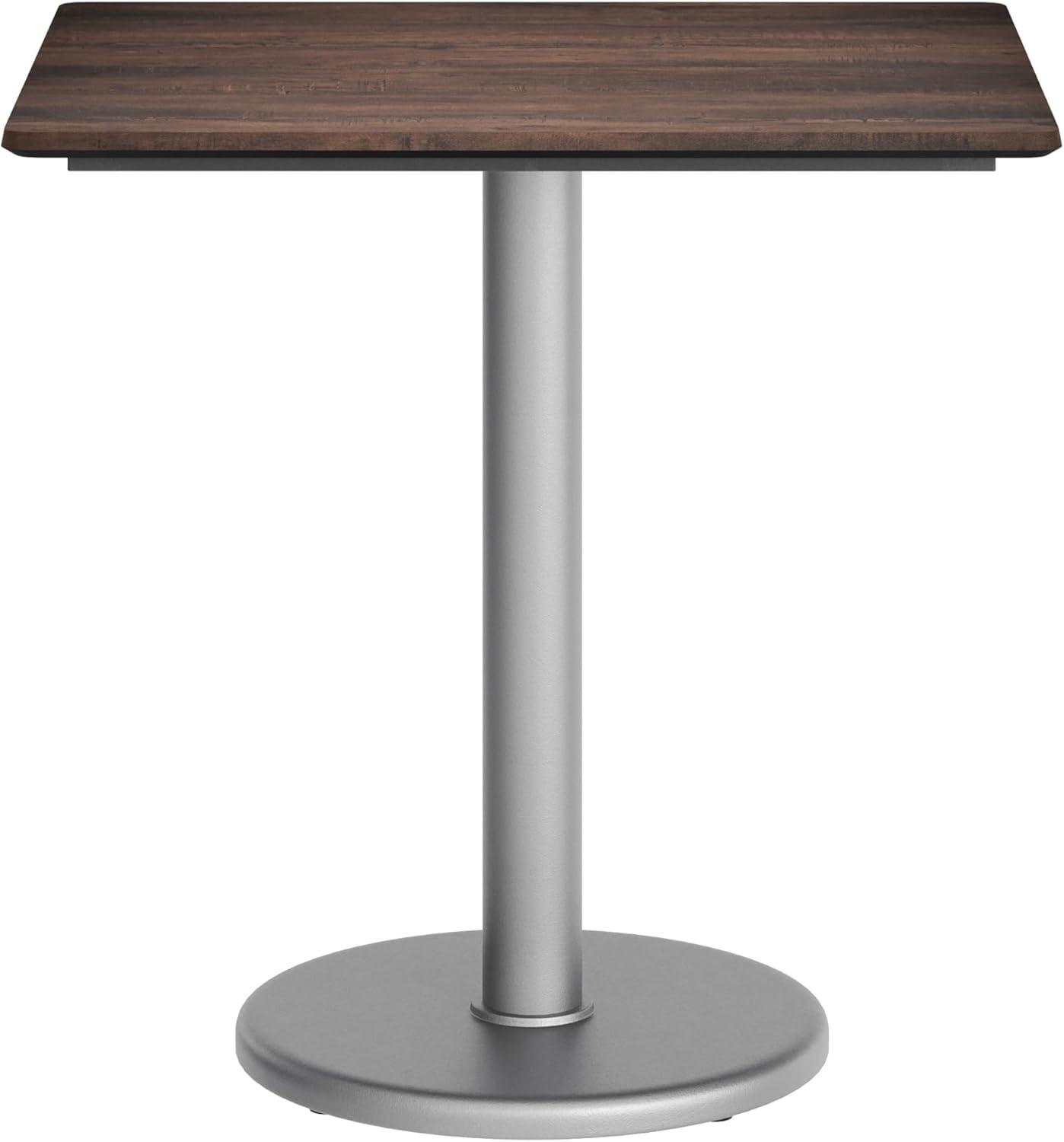 image:imageFlash Furniture Acadia 30x24 Round Indoor Outdoor Gray Faux Concrete Tabletop with 18 Round Silver Base Scratch Heat amp UV Resistant Seamless TopGuard Top and EdgeDark BrownSilver Base