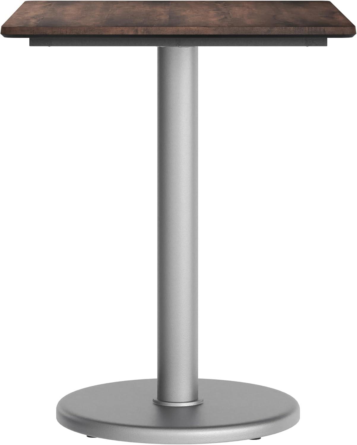 image:imageFlash Furniture Acadia 30x24 Round Indoor Outdoor Gray Faux Concrete Tabletop with 18 Round Silver Base Scratch Heat amp UV Resistant Seamless TopGuard Top and EdgeDark BrownSilver Base