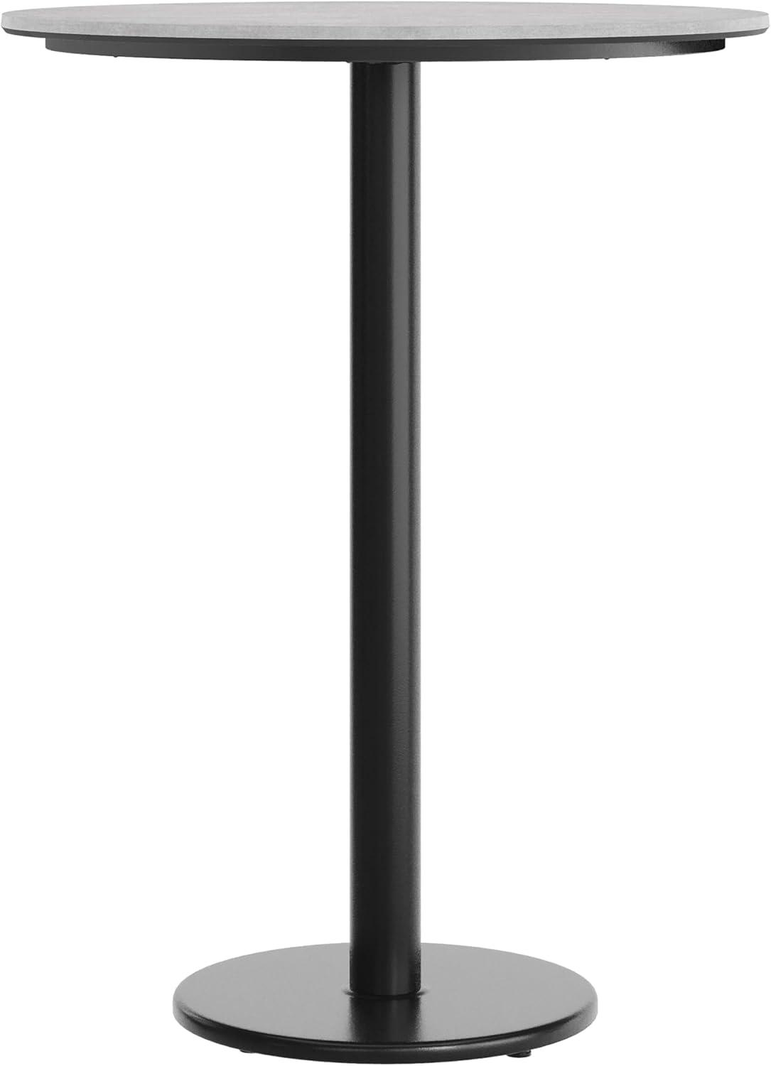 image:imageFlash Furniture Acadia 3125 Round Indoor Dark Brown Tabletop with 18 Round Black Bar Height Base Seamless TopGuard HPL Top and EdgeGray Faux ConcreteBlack Base