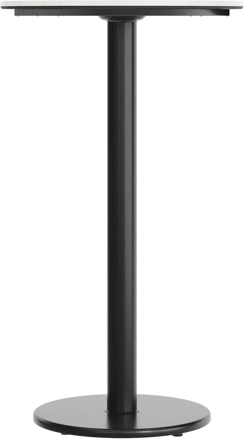 image:imageFlash Furniture Acadia 3125 Round Indoor Dark Brown Tabletop with 18 Round Black Bar Height Base Seamless TopGuard HPL Top and EdgeWhite Faux MarbleBlack Base