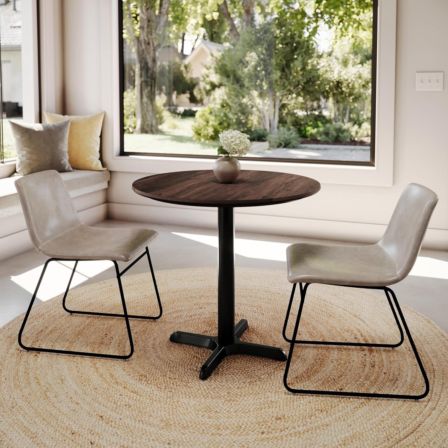 image:imageFlash Furniture Acadia 3125 Round Indoor Dark Brown Tabletop with 22 x 22 Black Table Height X Base Seamless TopGuard HPL Top and EdgeDark BrownBlack Base