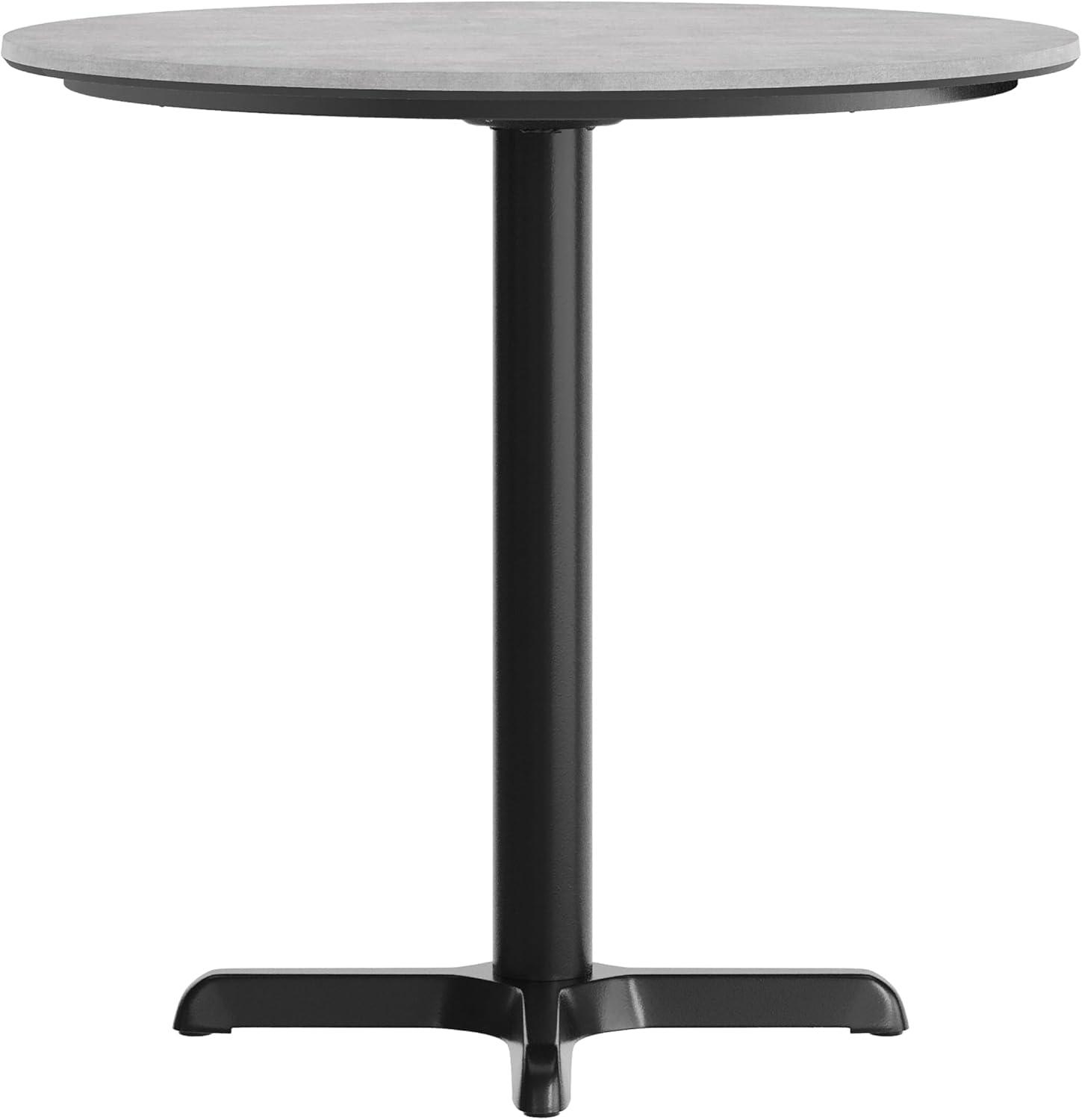 image:imageFlash Furniture Acadia 3125 Round Indoor Dark Brown Tabletop with 22 x 22 Black Table Height X Base Seamless TopGuard HPL Top and EdgeGray Faux ConcreteBlack Base