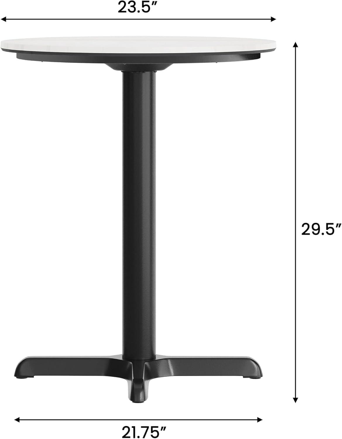 image:imageFlash Furniture Acadia 3125 Round Indoor Dark Brown Tabletop with 22 x 22 Black Table Height X Base Seamless TopGuard HPL Top and EdgeWhite Faux MarbleBlack Base