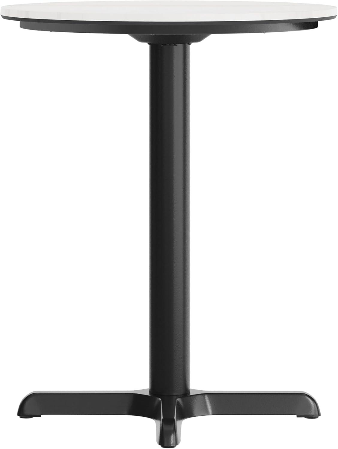 image:imageFlash Furniture Acadia 3125 Round Indoor Dark Brown Tabletop with 22 x 22 Black Table Height X Base Seamless TopGuard HPL Top and EdgeWhite Faux MarbleBlack Base