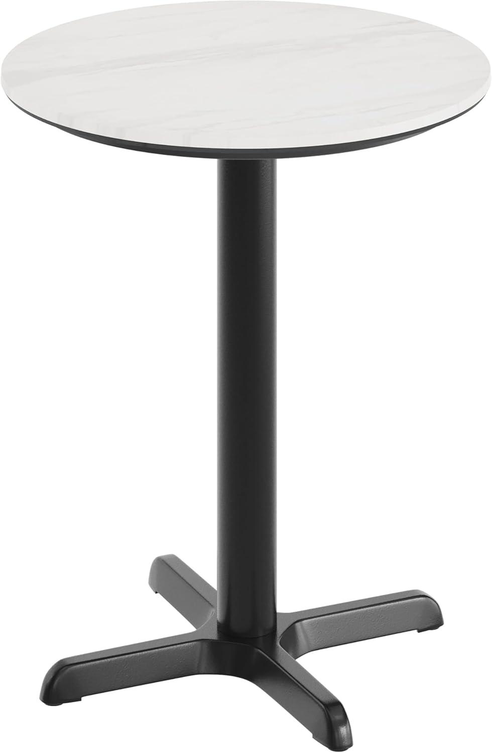 image:imageFlash Furniture Acadia 3125 Round Indoor Dark Brown Tabletop with 22 x 22 Black Table Height X Base Seamless TopGuard HPL Top and EdgeWhite Faux MarbleBlack Base