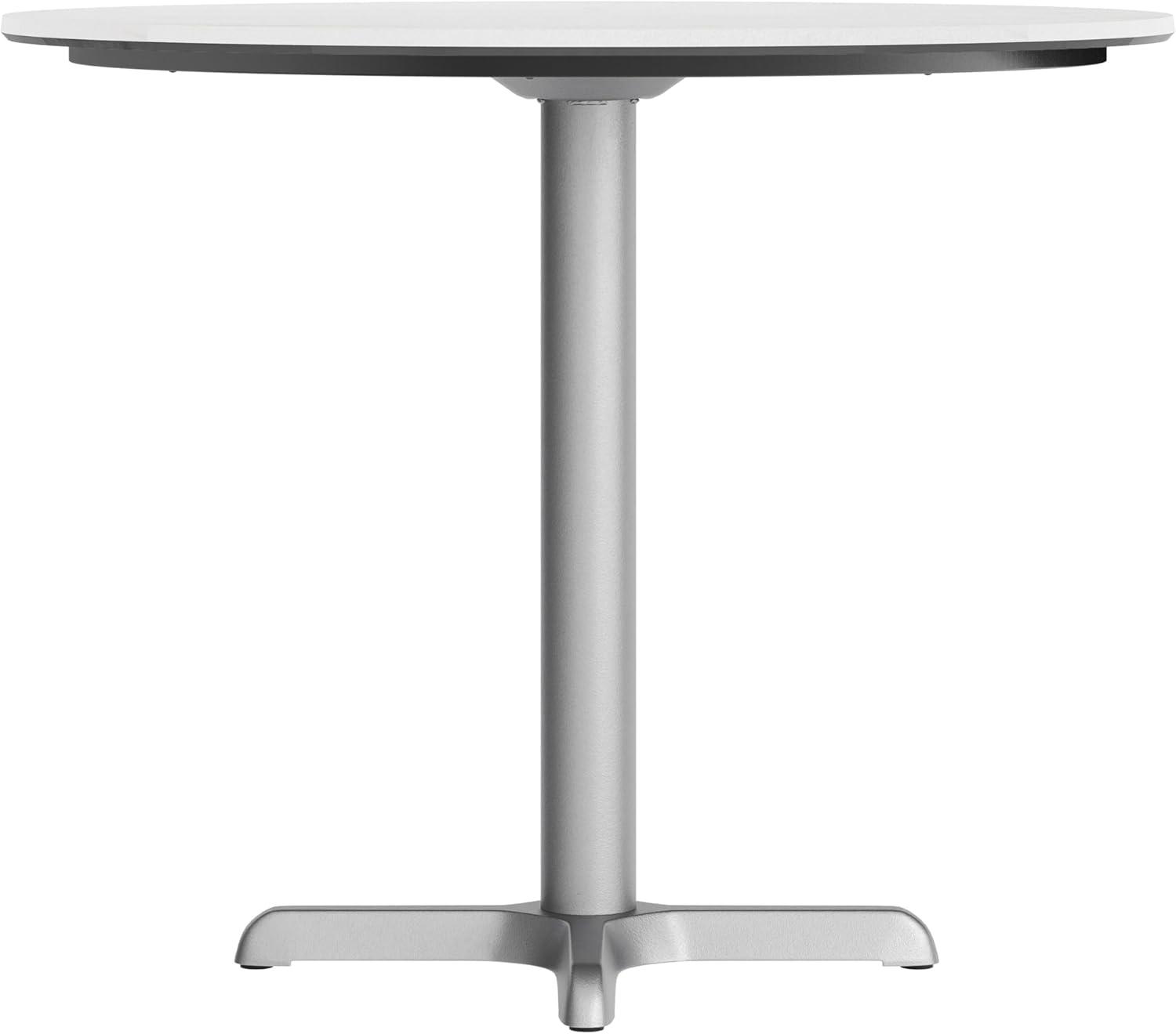 image:imageFlash Furniture Acadia 3125 Round Indoor Outdoor Gray Faux Concrete Tabletop 22 x 22 Silver X Base Scratch Heat amp UV Resistant Seamless TopGuard Top and EdgeWhite Faux MarbleSilver Base