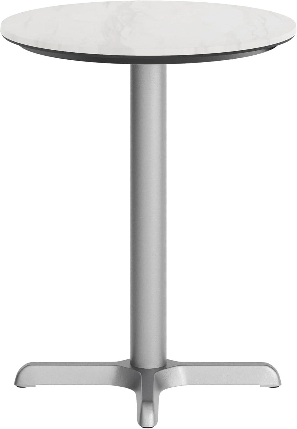 image:imageFlash Furniture Acadia 3125 Round Indoor Outdoor Gray Faux Concrete Tabletop 22 x 22 Silver X Base Scratch Heat amp UV Resistant Seamless TopGuard Top and EdgeWhite Faux MarbleSilver Base