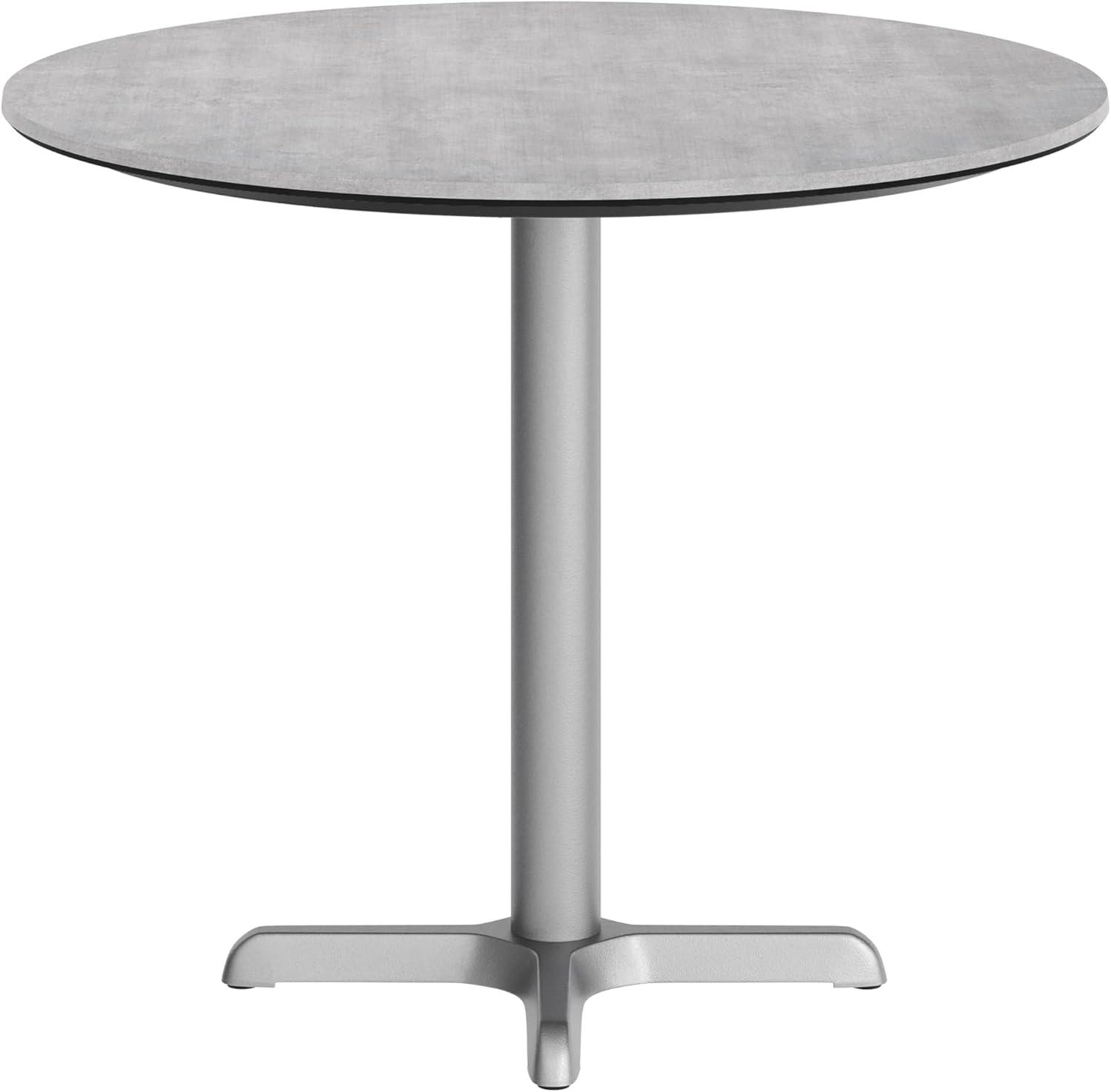 image:imageFlash Furniture Acadia 3125 Round Indoor Outdoor Gray Faux Concrete Tabletop 22 x 22 Silver X Base Scratch Heat amp UV Resistant Seamless TopGuard Top and EdgeGray Faux ConcreteSilver Base