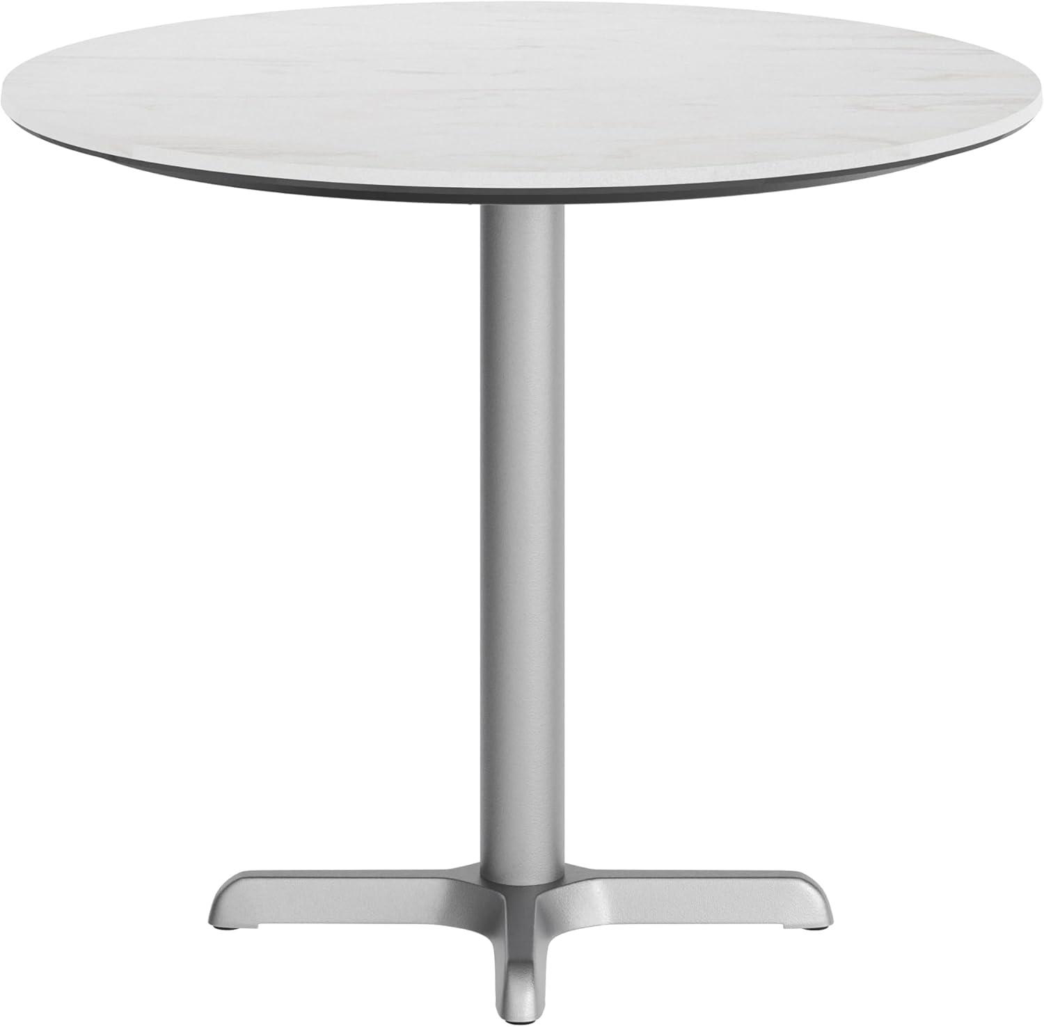 image:imageFlash Furniture Acadia 3125 Round Indoor Outdoor Gray Faux Concrete Tabletop 22 x 22 Silver X Base Scratch Heat amp UV Resistant Seamless TopGuard Top and EdgeWhite Faux MarbleSilver Base