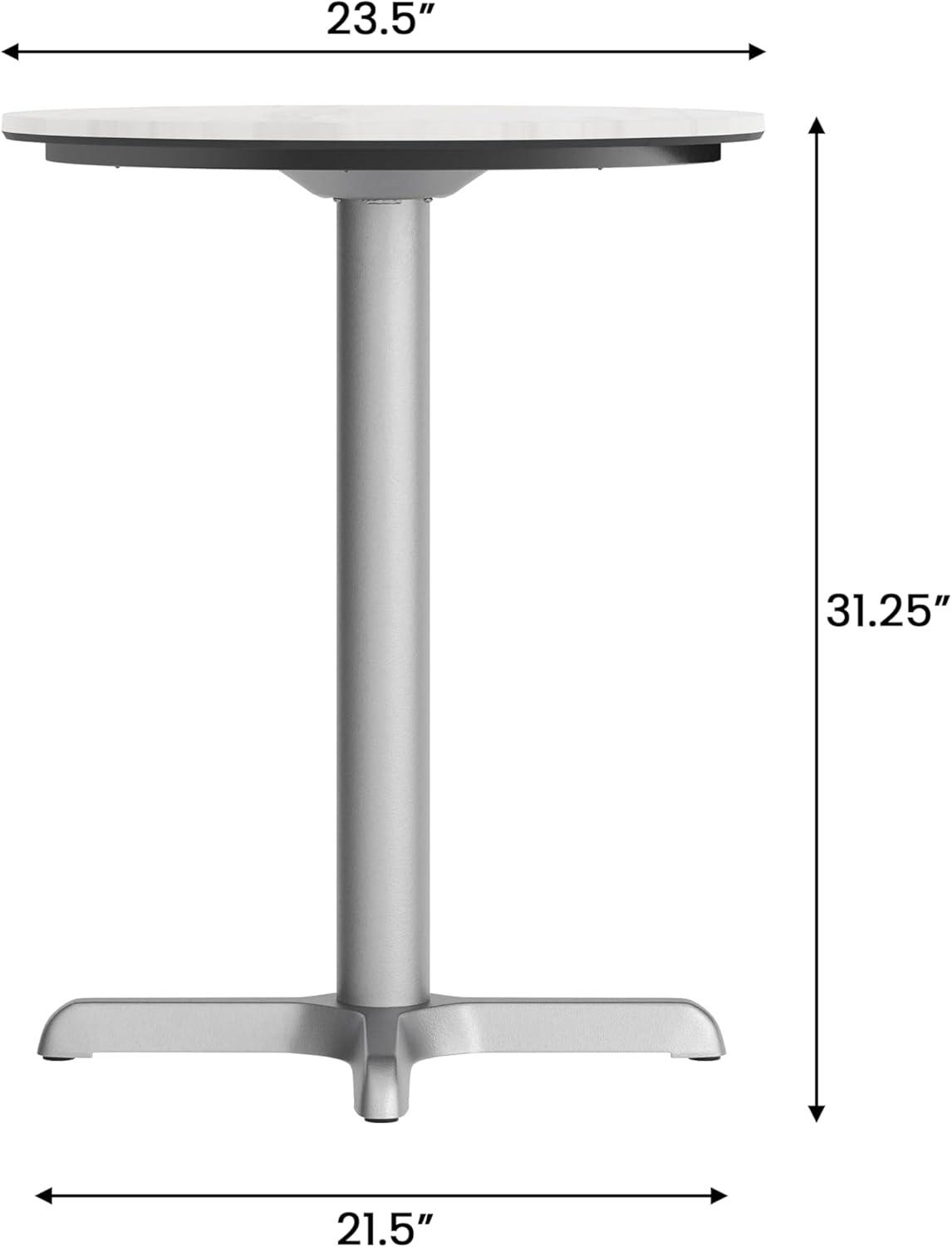 image:imageFlash Furniture Acadia 3125 Round Indoor Outdoor Gray Faux Concrete Tabletop 22 x 22 Silver X Base Scratch Heat amp UV Resistant Seamless TopGuard Top and EdgeWhite Faux MarbleSilver Base
