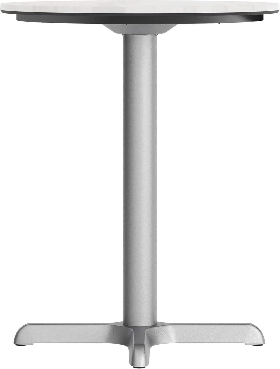 image:imageFlash Furniture Acadia 3125 Round Indoor Outdoor Gray Faux Concrete Tabletop 22 x 22 Silver X Base Scratch Heat amp UV Resistant Seamless TopGuard Top and EdgeWhite Faux MarbleSilver Base