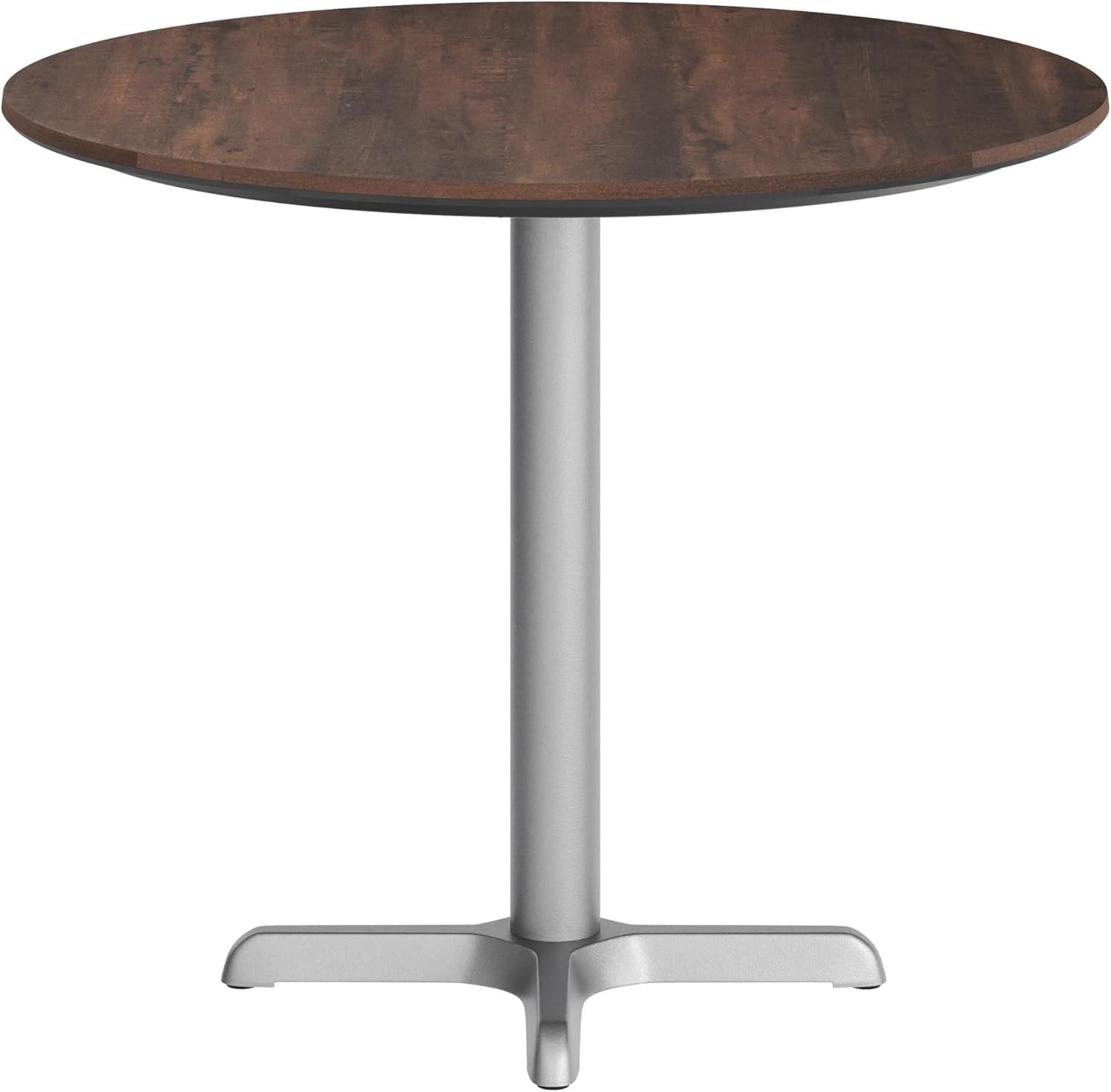image:imageFlash Furniture Acadia 3125 Round Indoor Outdoor Gray Faux Concrete Tabletop 22 x 22 Silver X Base Scratch Heat amp UV Resistant Seamless TopGuard Top and EdgeDark BrownSilver Base