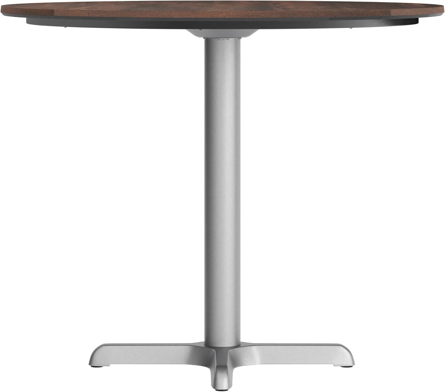 image:imageFlash Furniture Acadia 3125 Round Indoor Outdoor Gray Faux Concrete Tabletop 22 x 22 Silver X Base Scratch Heat amp UV Resistant Seamless TopGuard Top and EdgeDark BrownSilver Base