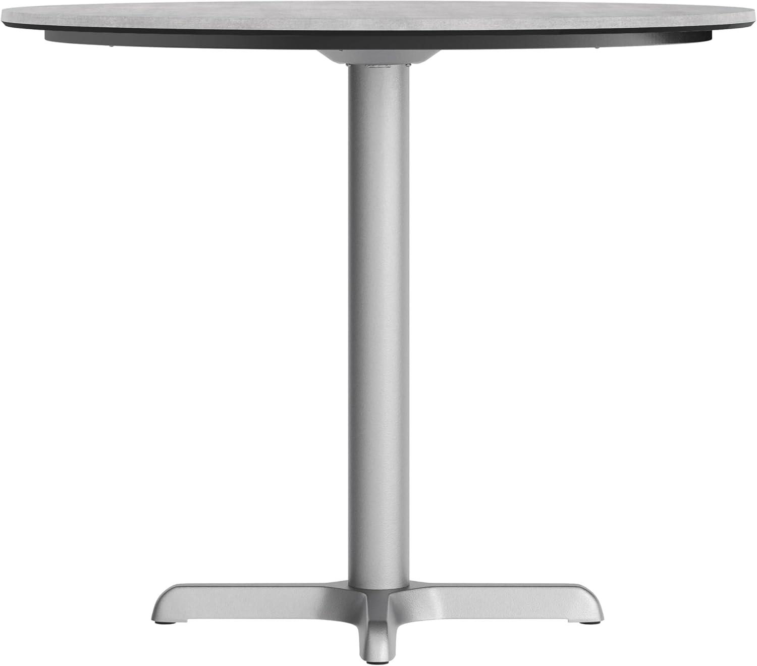 image:imageFlash Furniture Acadia 3125 Round Indoor Outdoor Gray Faux Concrete Tabletop 22 x 22 Silver X Base Scratch Heat amp UV Resistant Seamless TopGuard Top and EdgeGray Faux ConcreteSilver Base