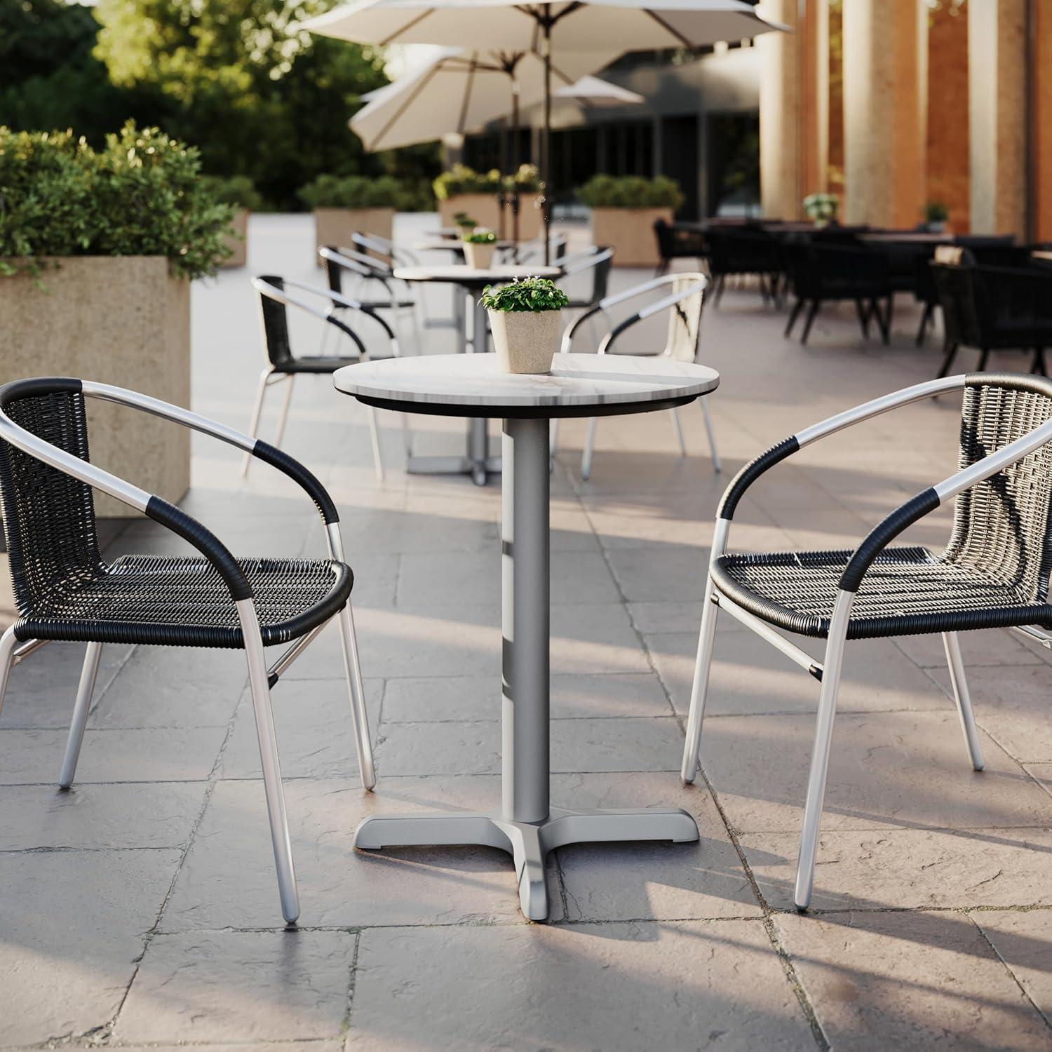 image:imageFlash Furniture Acadia 3125 Round Indoor Outdoor Gray Faux Concrete Tabletop 22 x 22 Silver X Base Scratch Heat amp UV Resistant Seamless TopGuard Top and EdgeWhite Faux MarbleSilver Base