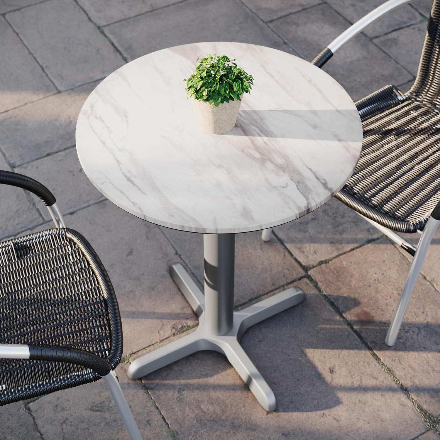 image:imageFlash Furniture Acadia 3125 Round Indoor Outdoor Gray Faux Concrete Tabletop 22 x 22 Silver X Base Scratch Heat amp UV Resistant Seamless TopGuard Top and EdgeWhite Faux MarbleSilver Base