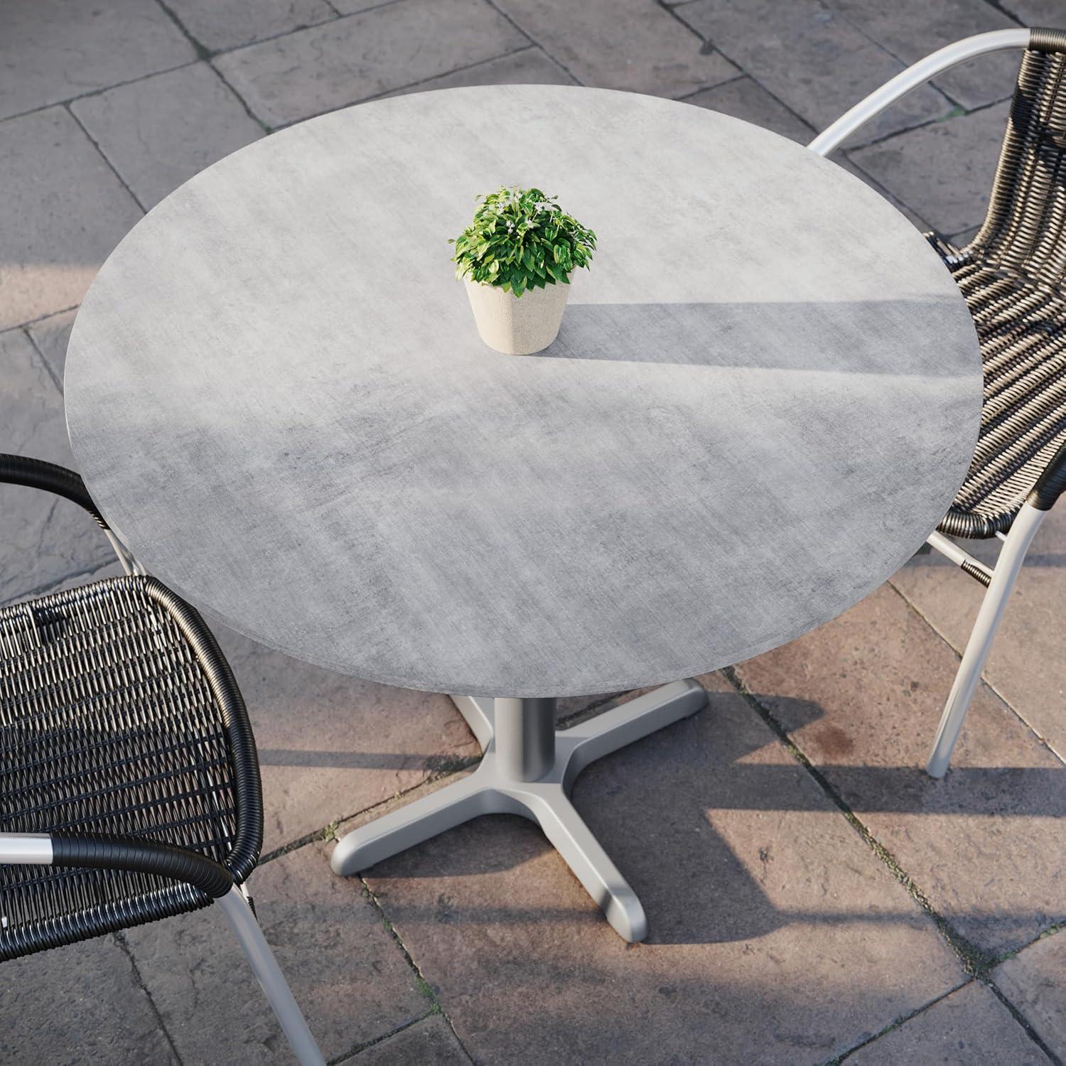 image:imageFlash Furniture Acadia 3125 Round Indoor Outdoor Gray Faux Concrete Tabletop 22 x 22 Silver X Base Scratch Heat amp UV Resistant Seamless TopGuard Top and EdgeGray Faux ConcreteSilver Base