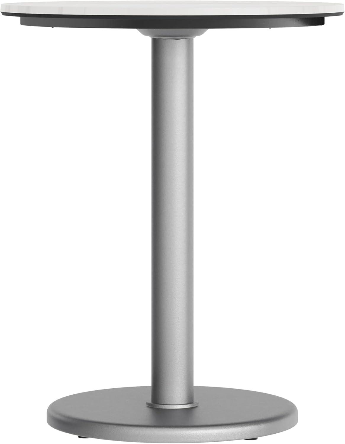 image:imageFlash Furniture Acadia 3125 Round Indoor Outdoor White Faux Marble Tabletop with 18 Round Silver Base Scratch Heat amp UV Resistant Seamless TopGuard Top and EdgeWhite Faux MarbleSilver Base