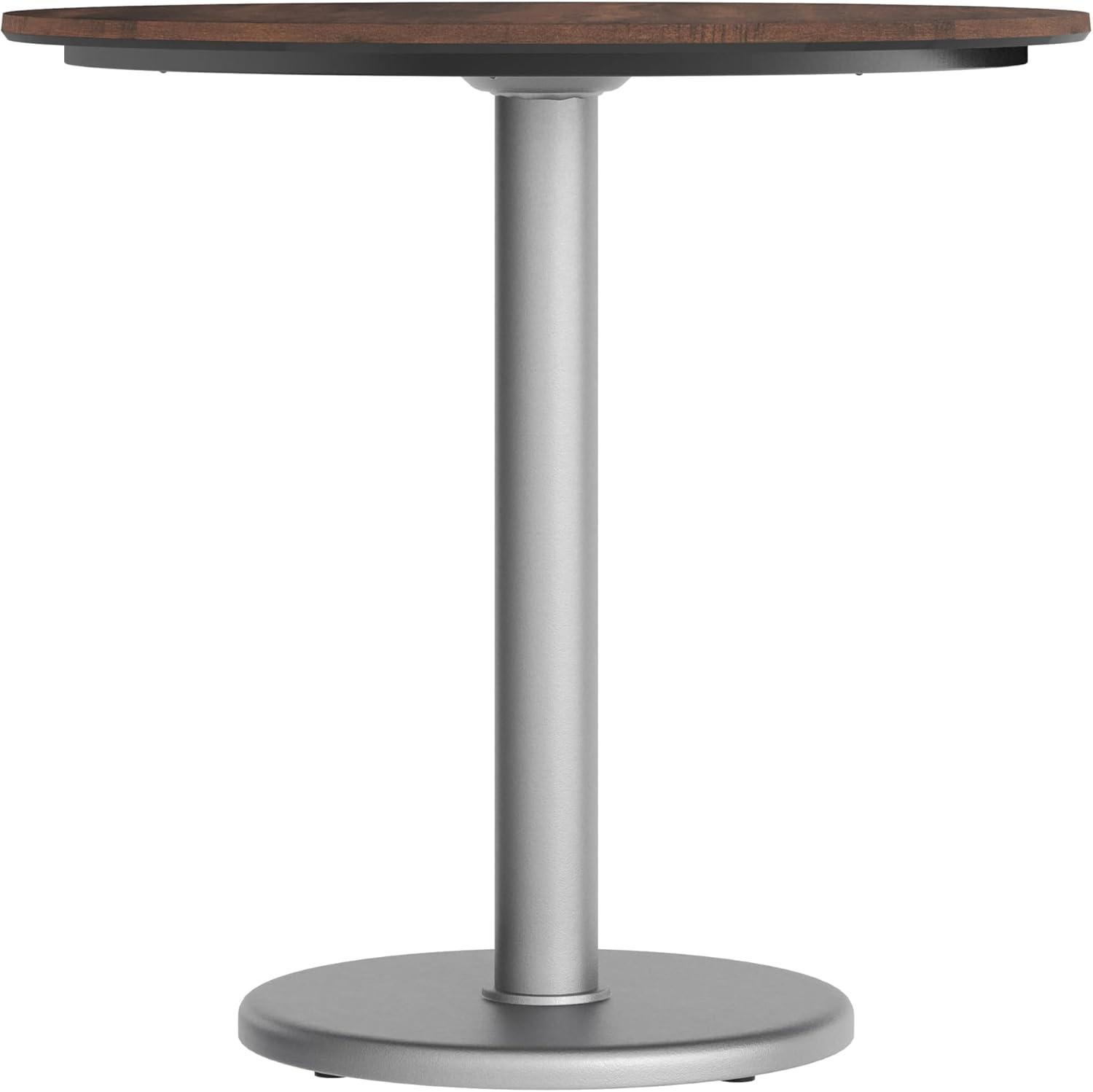 image:imageFlash Furniture Acadia 3125 Round Indoor Outdoor White Faux Marble Tabletop with 18 Round Silver Base Scratch Heat amp UV Resistant Seamless TopGuard Top and EdgeDark BrownSilver Base