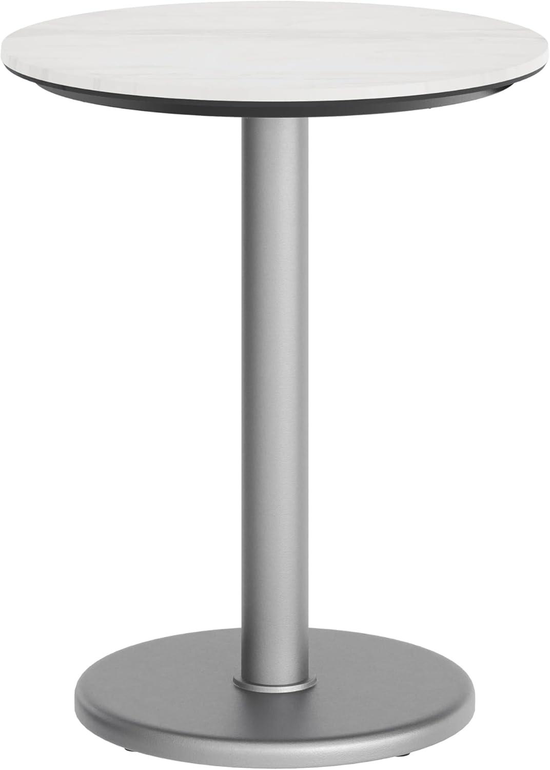 image:imageFlash Furniture Acadia 3125 Round Indoor Outdoor White Faux Marble Tabletop with 18 Round Silver Base Scratch Heat amp UV Resistant Seamless TopGuard Top and EdgeWhite Faux MarbleSilver Base