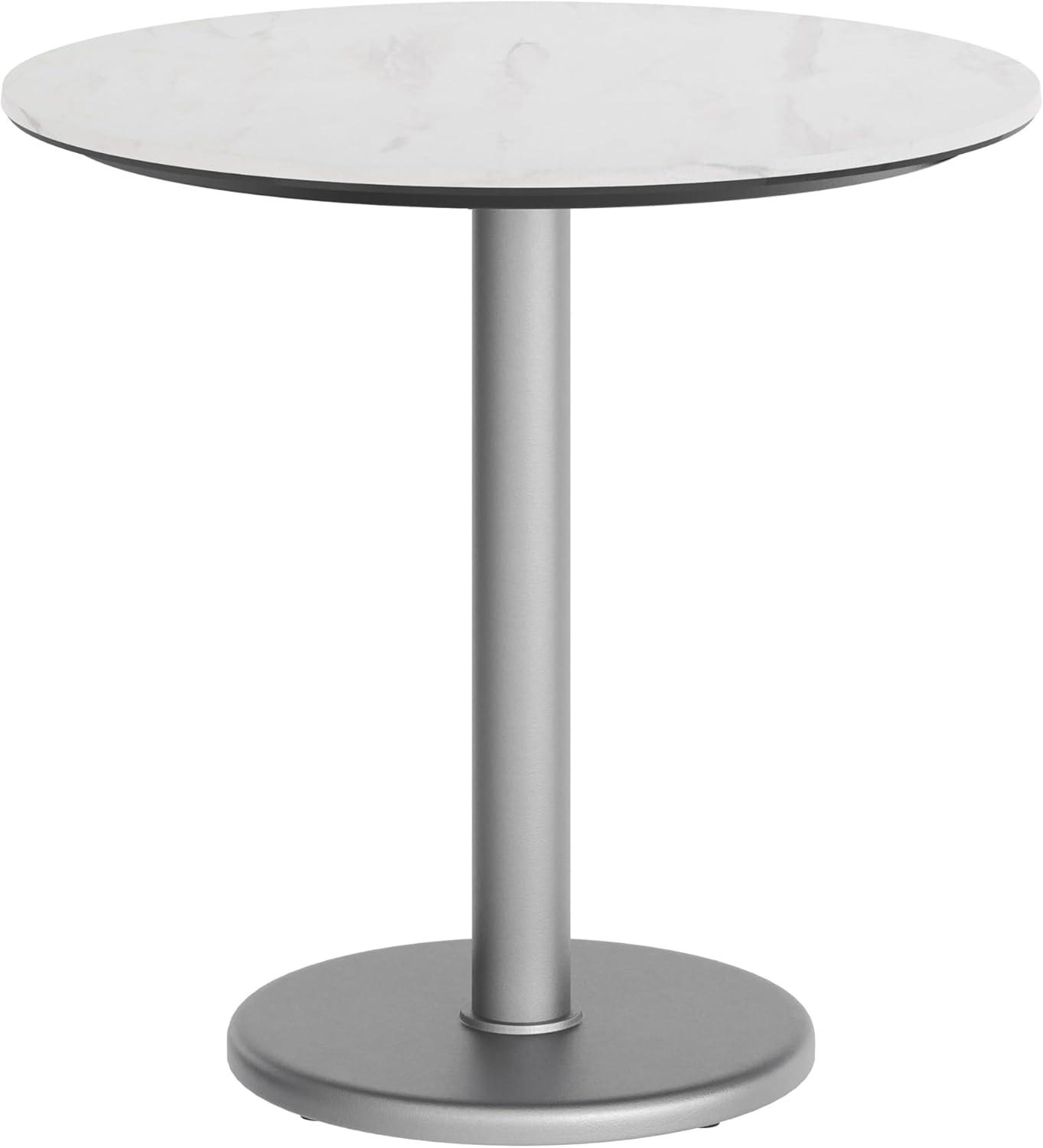 image:imageFlash Furniture Acadia 3125 Round Indoor Outdoor White Faux Marble Tabletop with 18 Round Silver Base Scratch Heat amp UV Resistant Seamless TopGuard Top and EdgeWhite Faux MarbleSilver Base