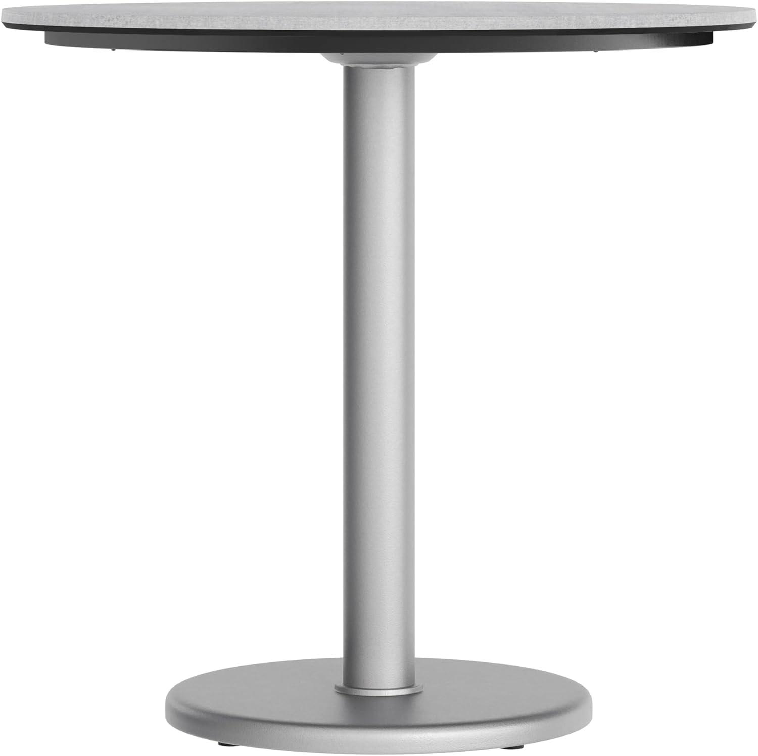 image:imageFlash Furniture Acadia 3125 Round Indoor Outdoor White Faux Marble Tabletop with 18 Round Silver Base Scratch Heat amp UV Resistant Seamless TopGuard Top and EdgeGray Faux ConcreteSilver Base