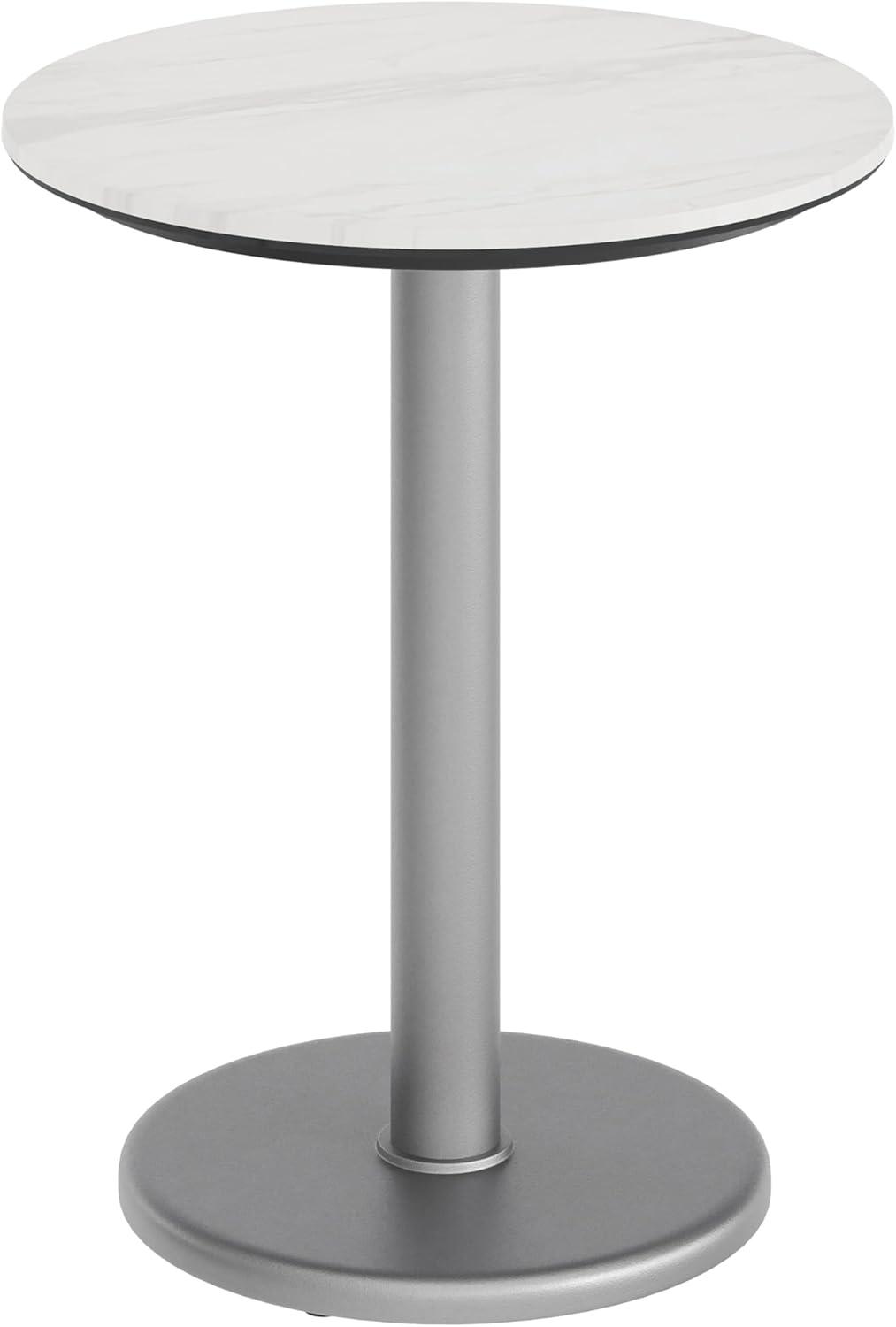 image:imageFlash Furniture Acadia 3125 Round Indoor Outdoor White Faux Marble Tabletop with 18 Round Silver Base Scratch Heat amp UV Resistant Seamless TopGuard Top and EdgeWhite Faux MarbleSilver Base
