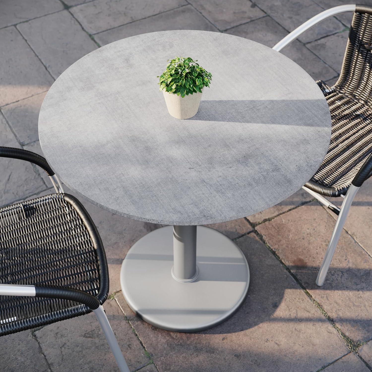 image:imageFlash Furniture Acadia 3125 Round Indoor Outdoor White Faux Marble Tabletop with 18 Round Silver Base Scratch Heat amp UV Resistant Seamless TopGuard Top and EdgeGray Faux ConcreteSilver Base