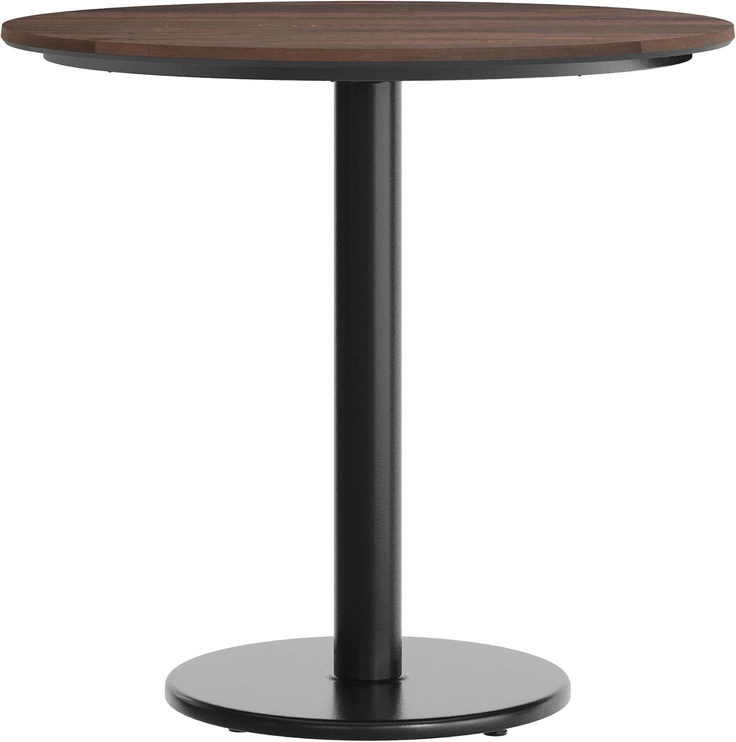 image:imageFlash Furniture Acadia 3125 Round Indoor White Faux Marble Tabletop with 18 Round Black Table Height Base Seamless TopGuard HPL Top and EdgeDark BrownBlack Base