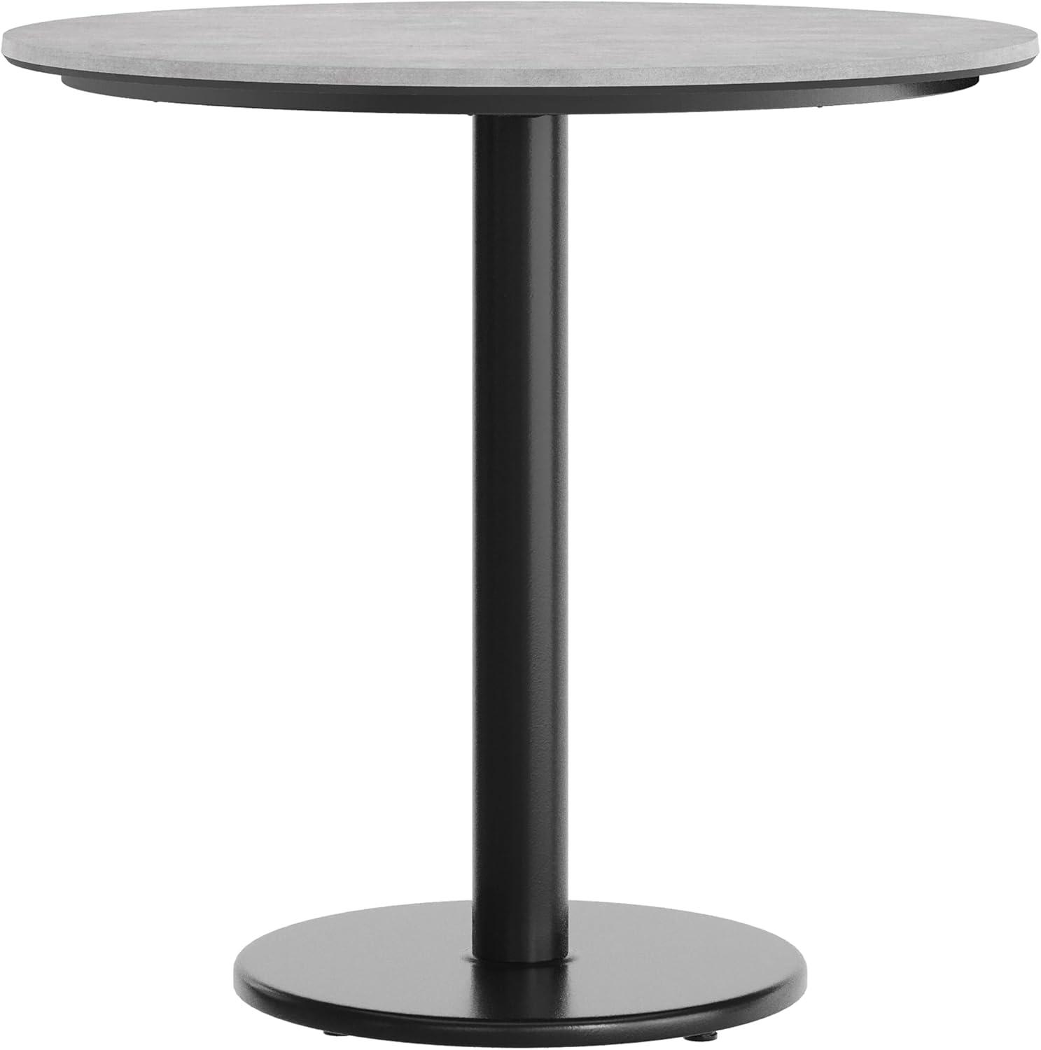 image:imageFlash Furniture Acadia 3125 Round Indoor White Faux Marble Tabletop with 18 Round Black Table Height Base Seamless TopGuard HPL Top and EdgeGray Faux ConcreteBlack Base