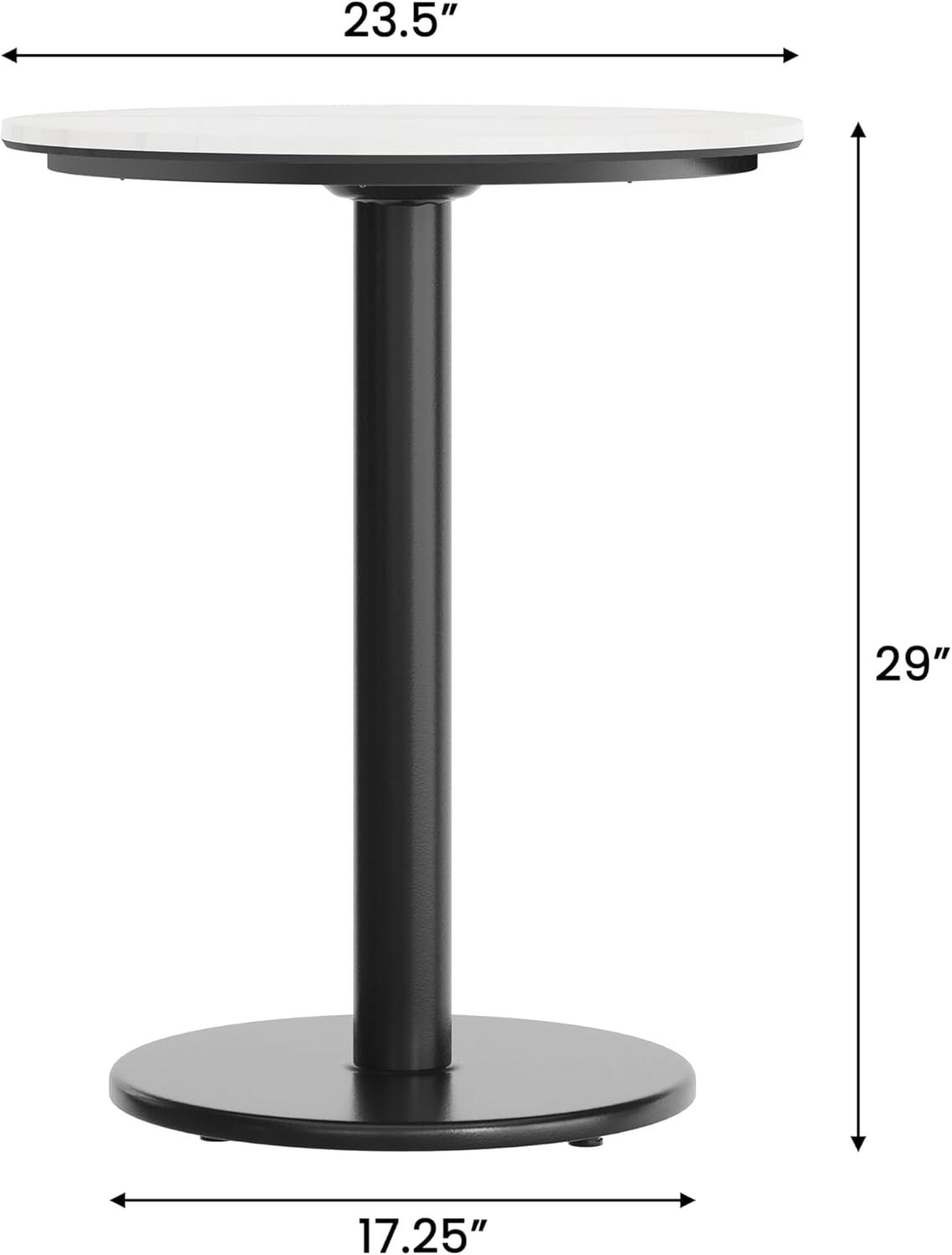 image:imageFlash Furniture Acadia 3125 Round Indoor White Faux Marble Tabletop with 18 Round Black Table Height Base Seamless TopGuard HPL Top and EdgeWhite Faux MarbleBlack Base