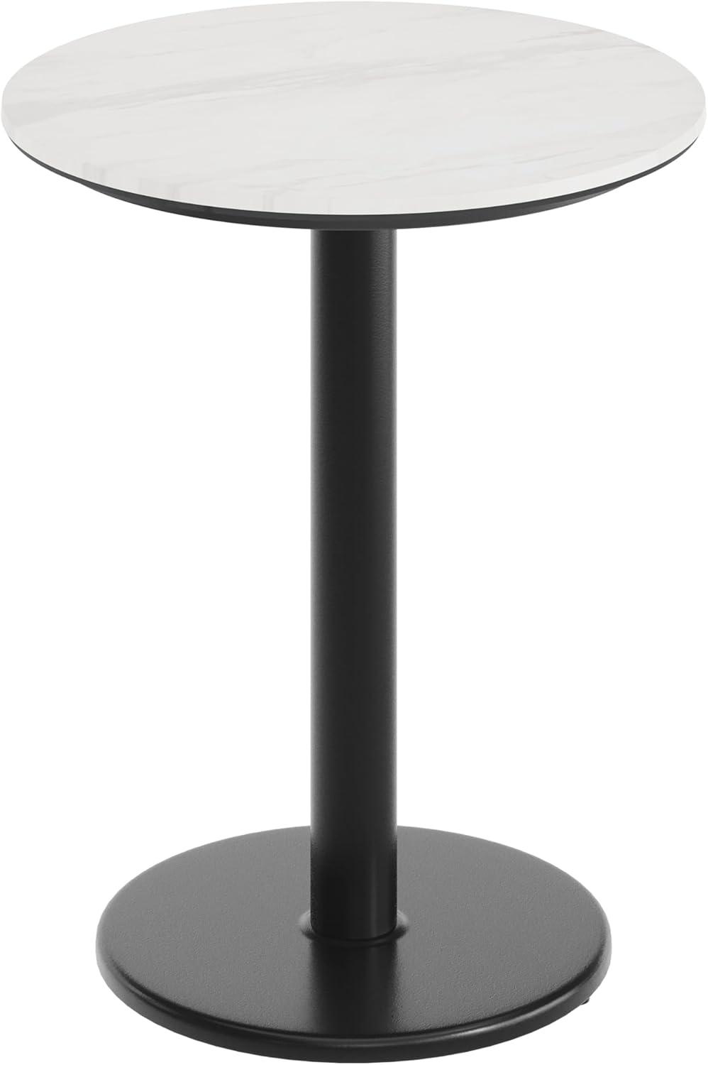 image:imageFlash Furniture Acadia 3125 Round Indoor White Faux Marble Tabletop with 18 Round Black Table Height Base Seamless TopGuard HPL Top and EdgeWhite Faux MarbleBlack Base