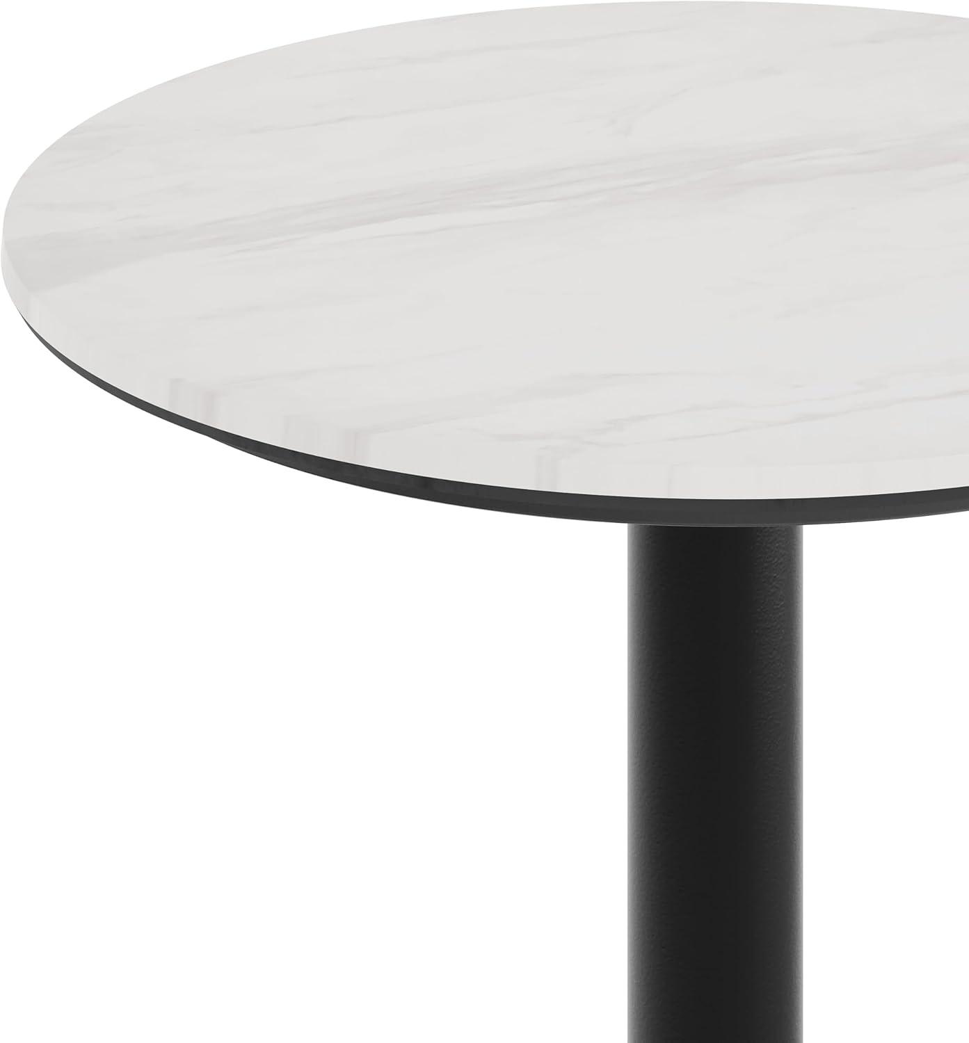image:imageFlash Furniture Acadia 3125 Round Indoor White Faux Marble Tabletop with 18 Round Black Table Height Base Seamless TopGuard HPL Top and EdgeWhite Faux MarbleBlack Base