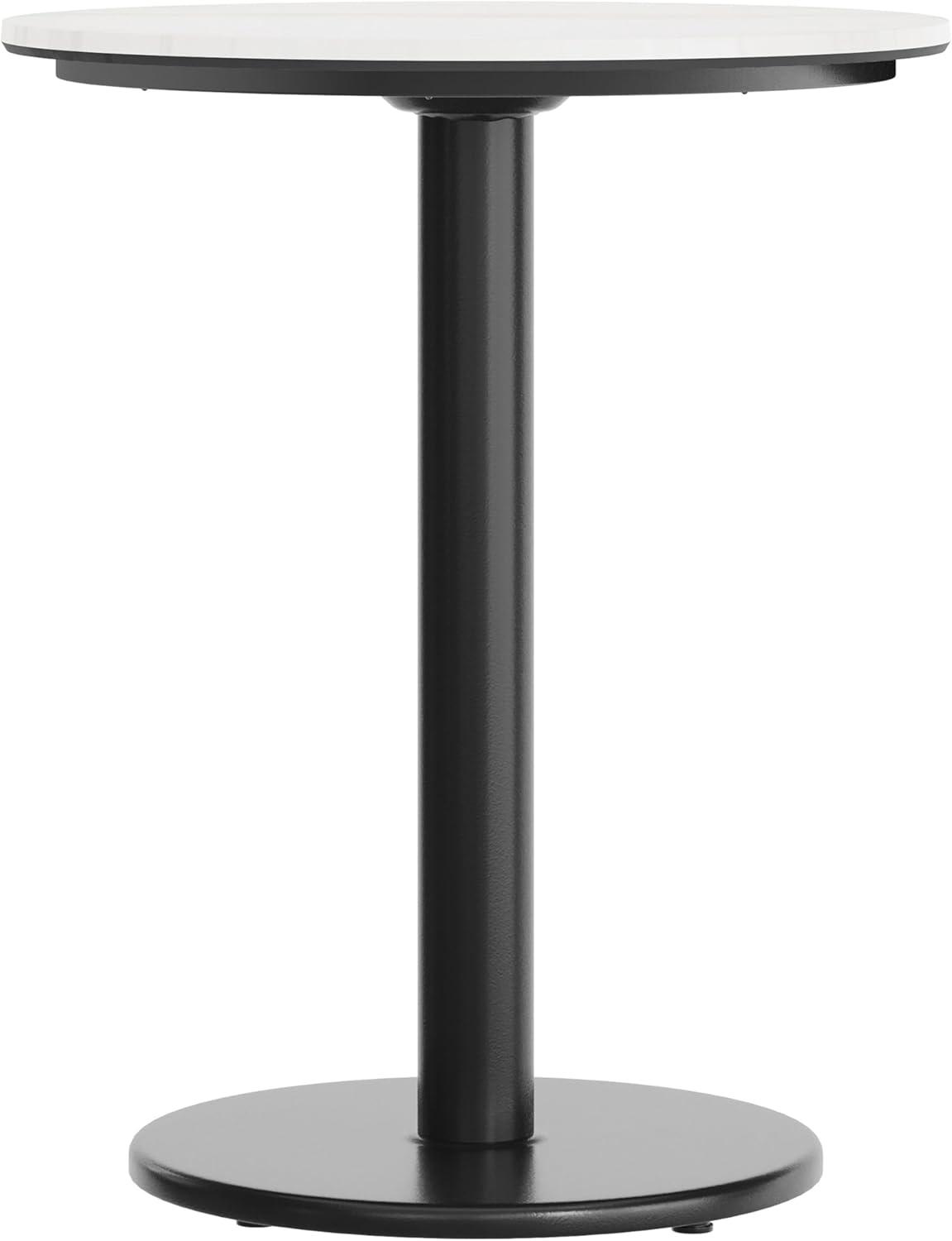 image:imageFlash Furniture Acadia 3125 Round Indoor White Faux Marble Tabletop with 18 Round Black Table Height Base Seamless TopGuard HPL Top and EdgeWhite Faux MarbleBlack Base
