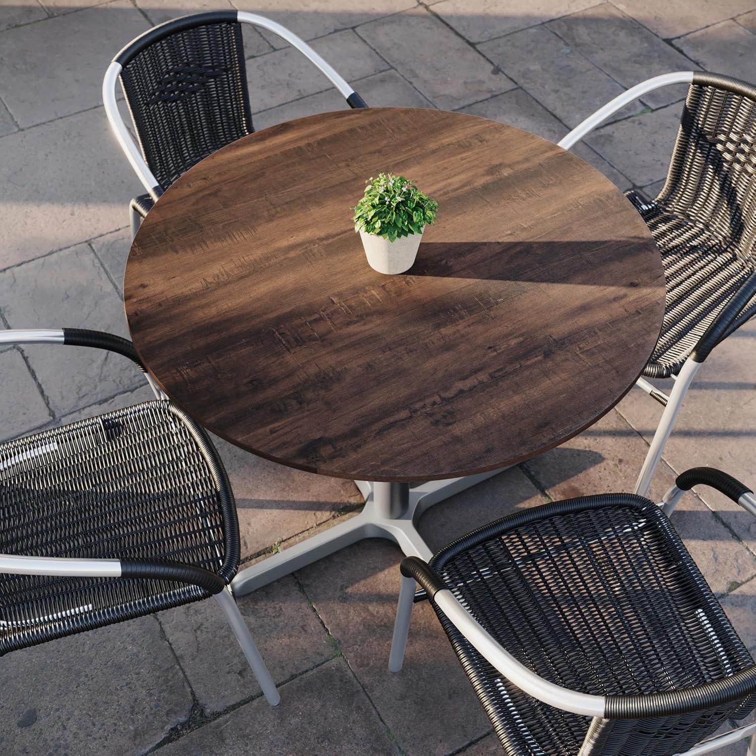 image:imageFlash Furniture Acadia 315 Round Dark Brown Tabletop TopGuard HPL Seamless Edge Scratch amp Stain Resistant AllWeather Durability Commercial GradeDark Brown