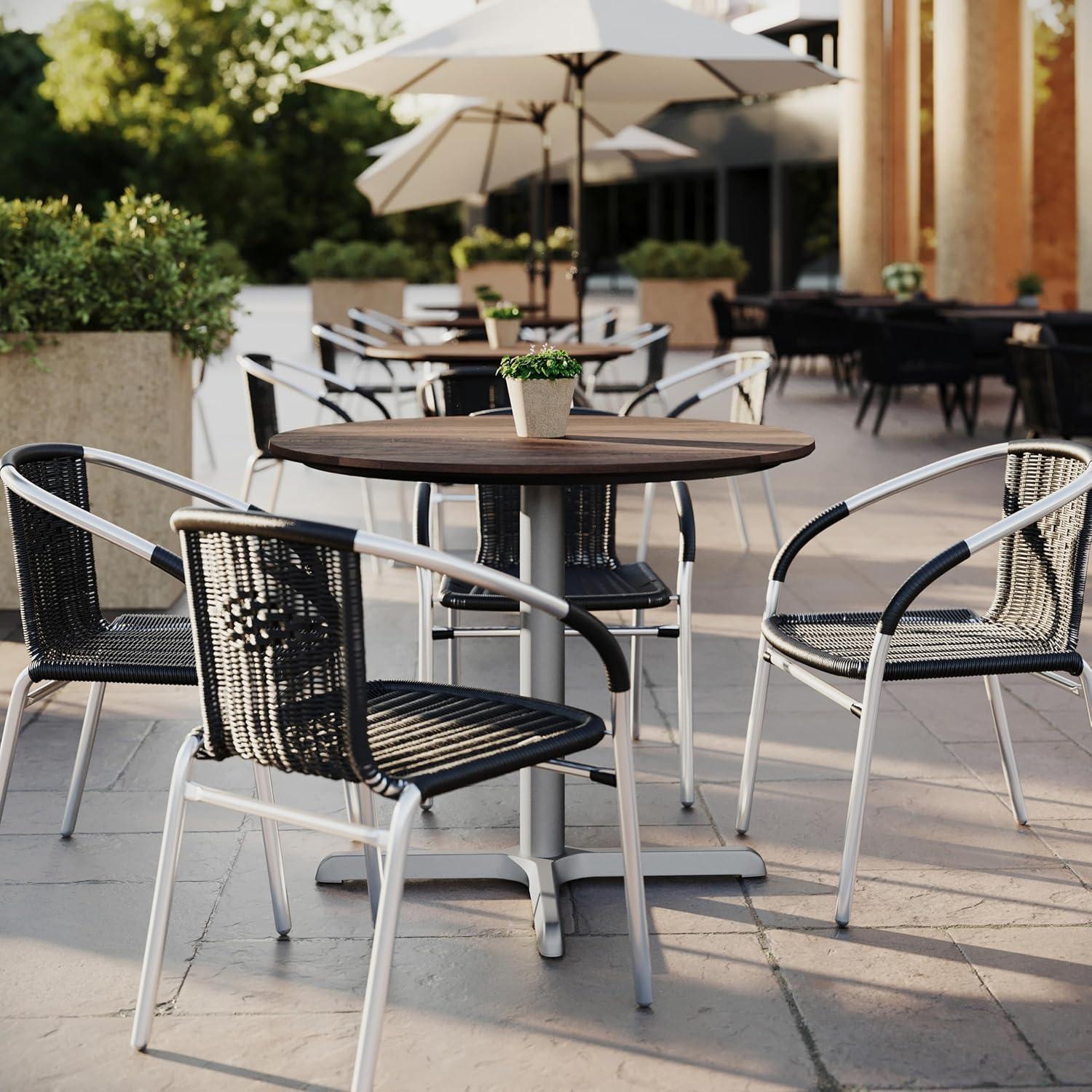 image:imageFlash Furniture Acadia 315 Round Dark Brown Tabletop TopGuard HPL Seamless Edge Scratch amp Stain Resistant AllWeather Durability Commercial GradeDark Brown
