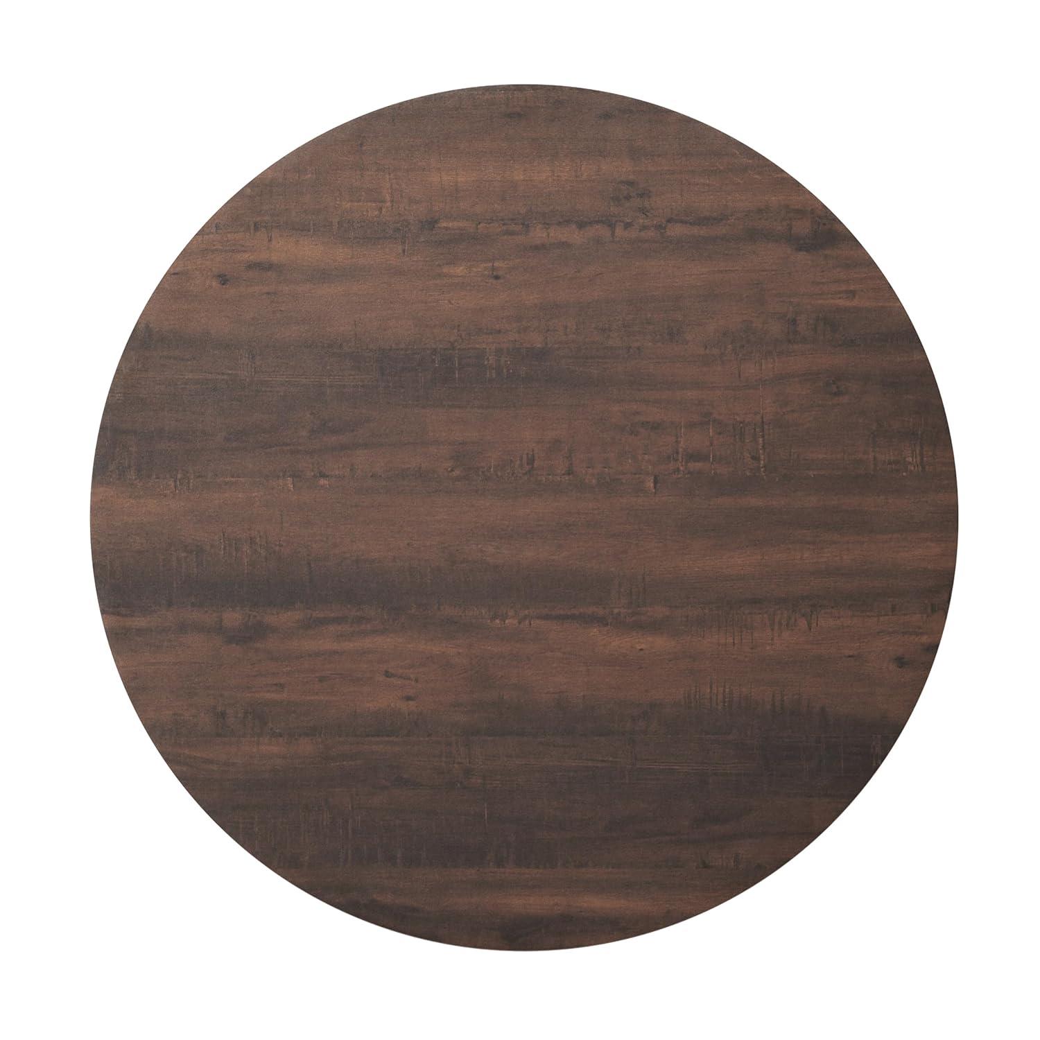 image:imageFlash Furniture Acadia 315 Round Dark Brown Tabletop TopGuard HPL Seamless Edge Scratch amp Stain Resistant AllWeather Durability Commercial GradeDark Brown
