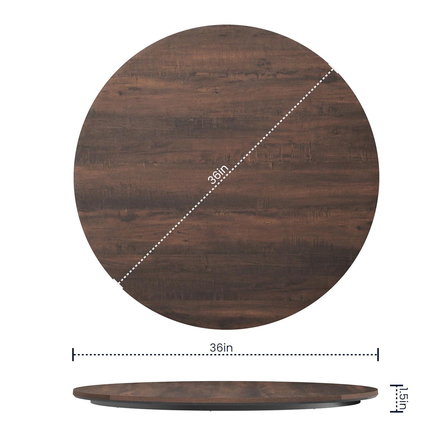 image:imageFlash Furniture Acadia 315 Round Dark Brown Tabletop TopGuard HPL Seamless Edge Scratch amp Stain Resistant AllWeather Durability Commercial GradeDark Brown