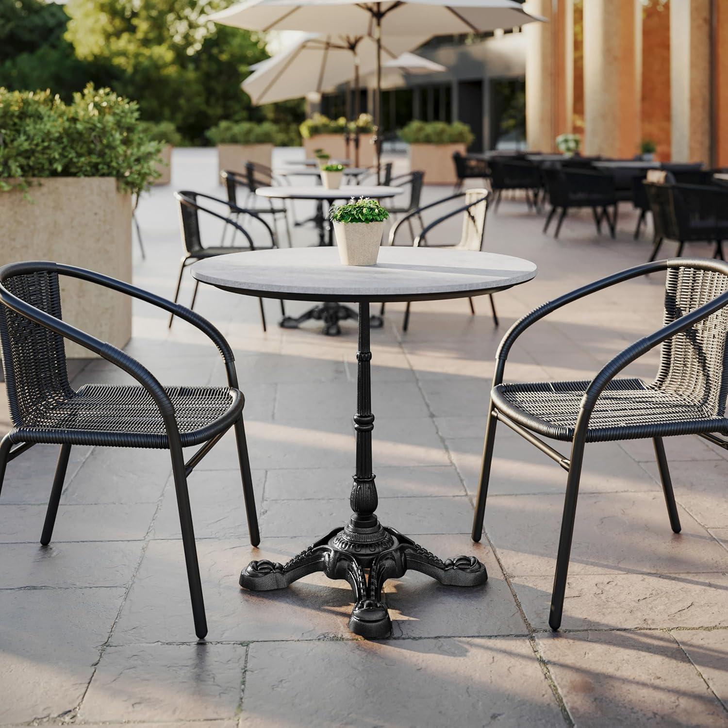 image:imageFlash Furniture Acadia 315 Round Dark Brown Tabletop TopGuard HPL Seamless Edge Scratch amp Stain Resistant AllWeather Durability Commercial GradeGray Faux Concrete