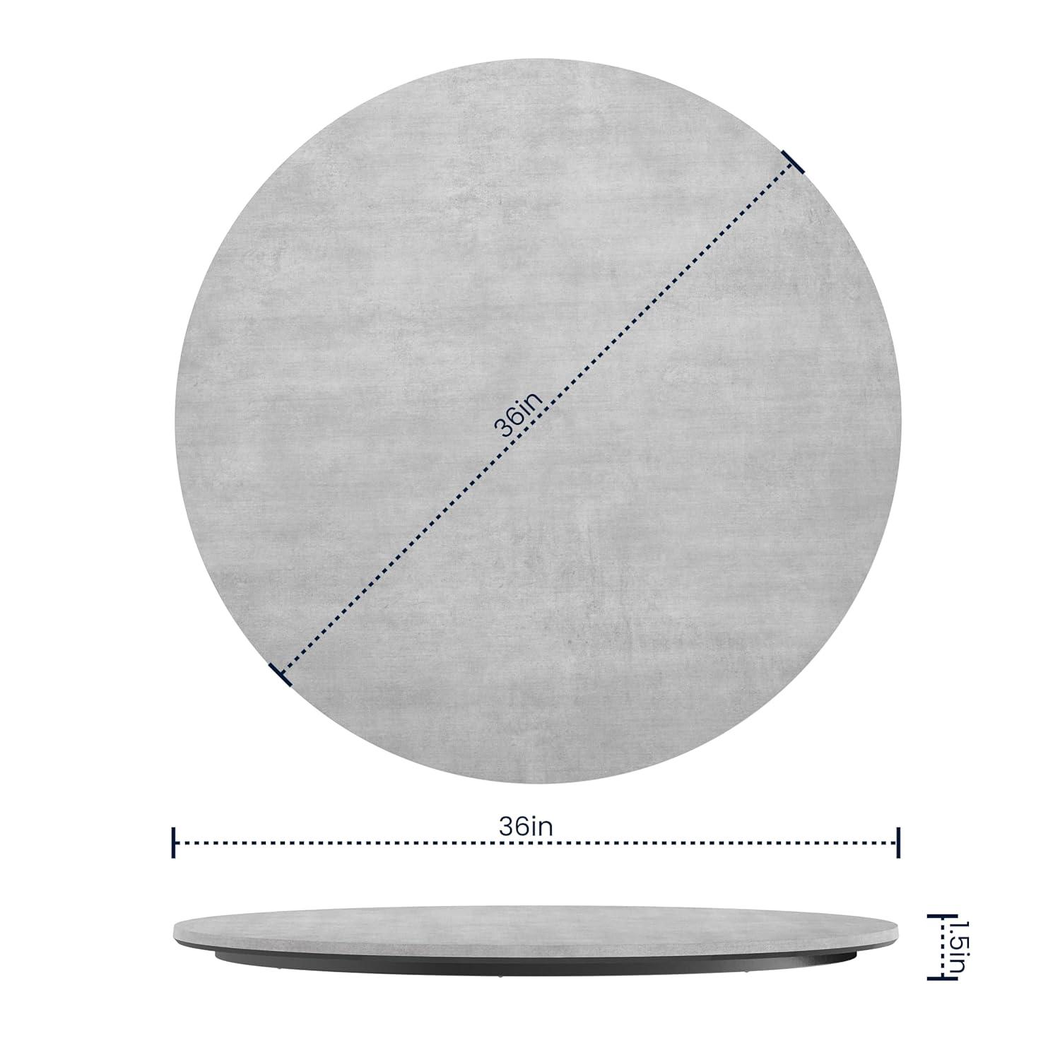 image:imageFlash Furniture Acadia 315 Round Dark Brown Tabletop TopGuard HPL Seamless Edge Scratch amp Stain Resistant AllWeather Durability Commercial GradeGray Faux Concrete